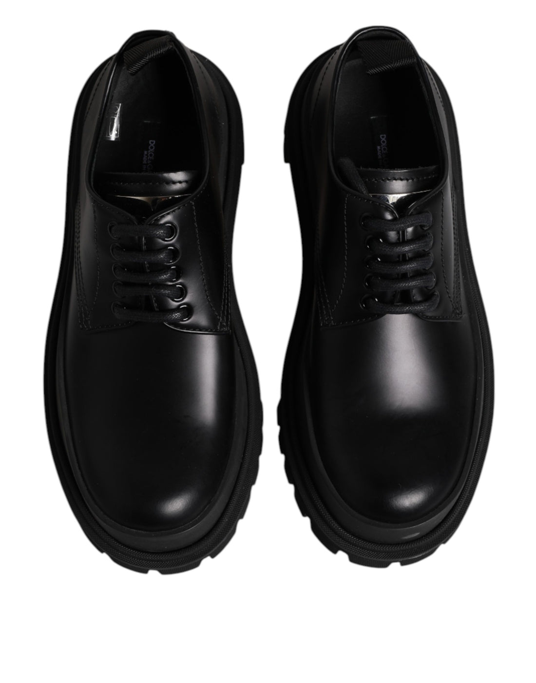 Dolce & Gabbana Black Leather Hi-Trekking Derby Shoes