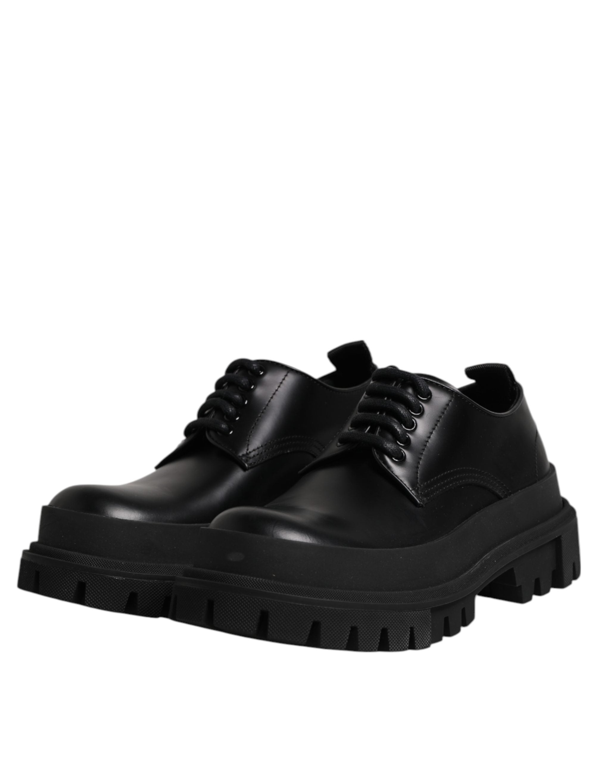 Dolce & Gabbana Black Leather Hi-Trekking Derby Shoes