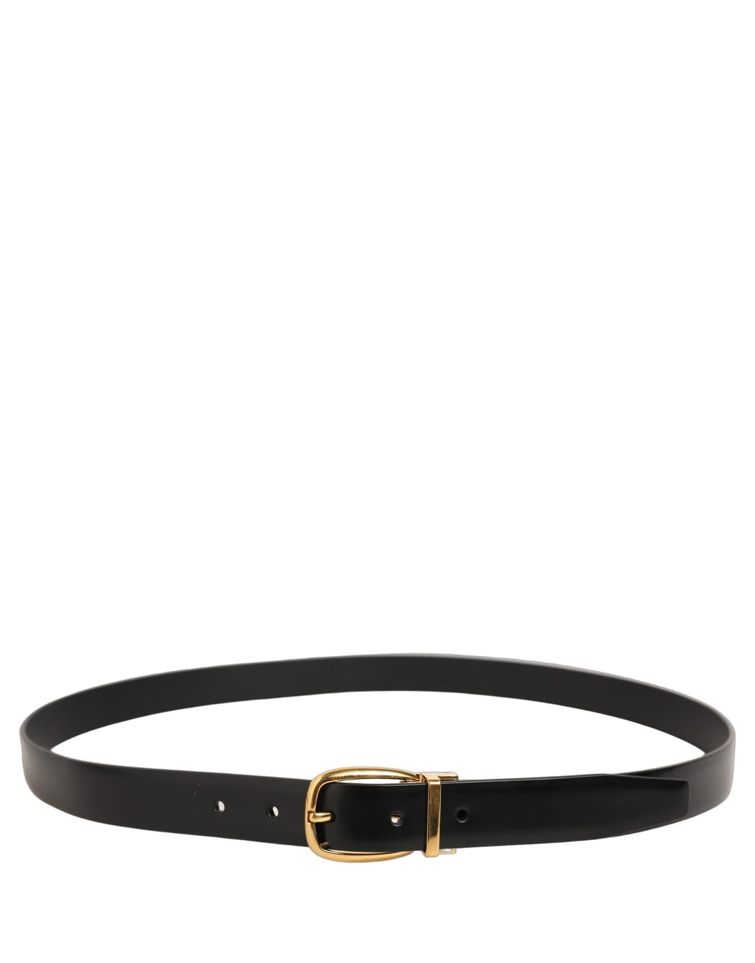 Dolce & Gabbana Black Leather Gold Tone Metal Buckle Belt