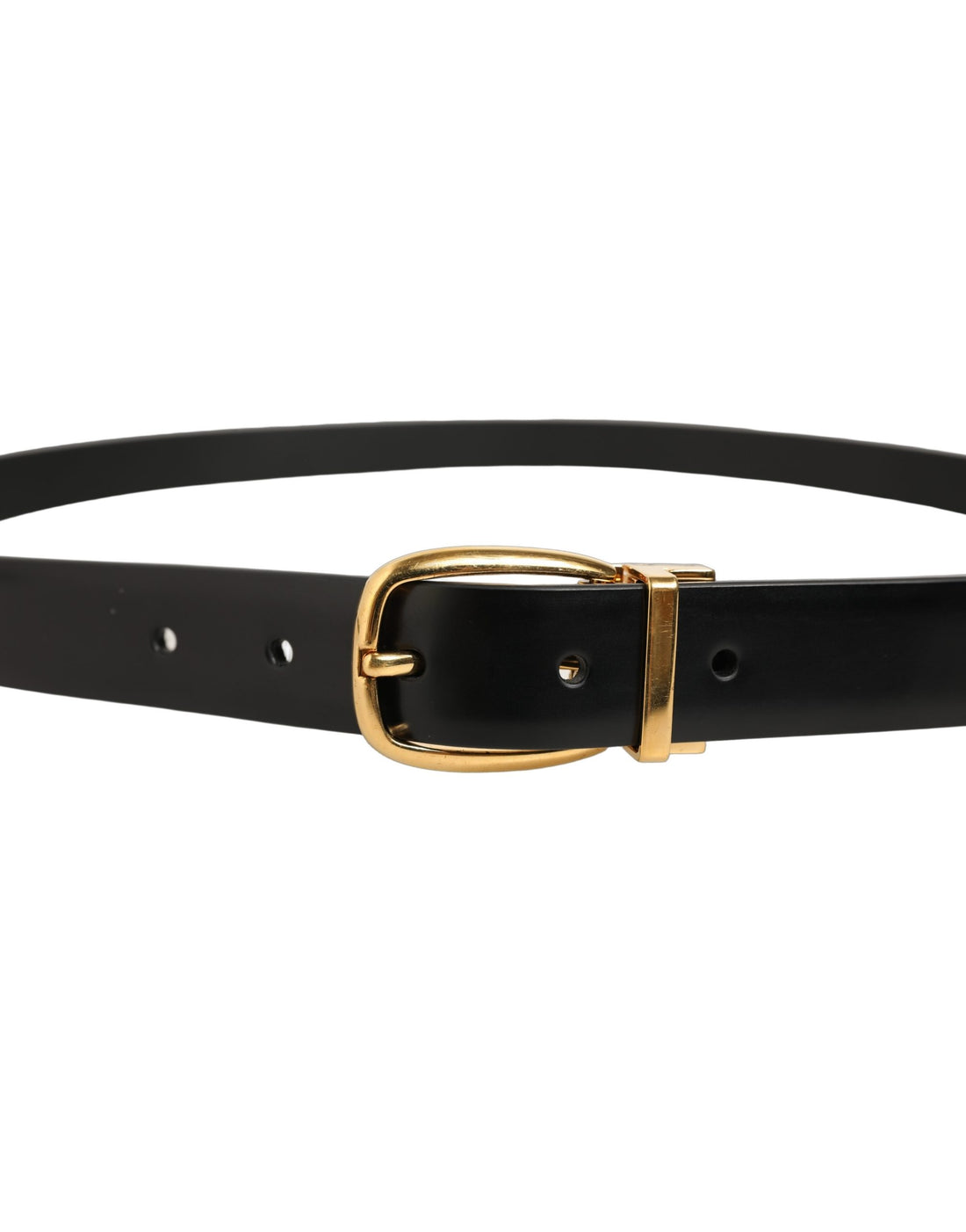 Dolce & Gabbana Black Leather Gold Tone Metal Buckle Belt
