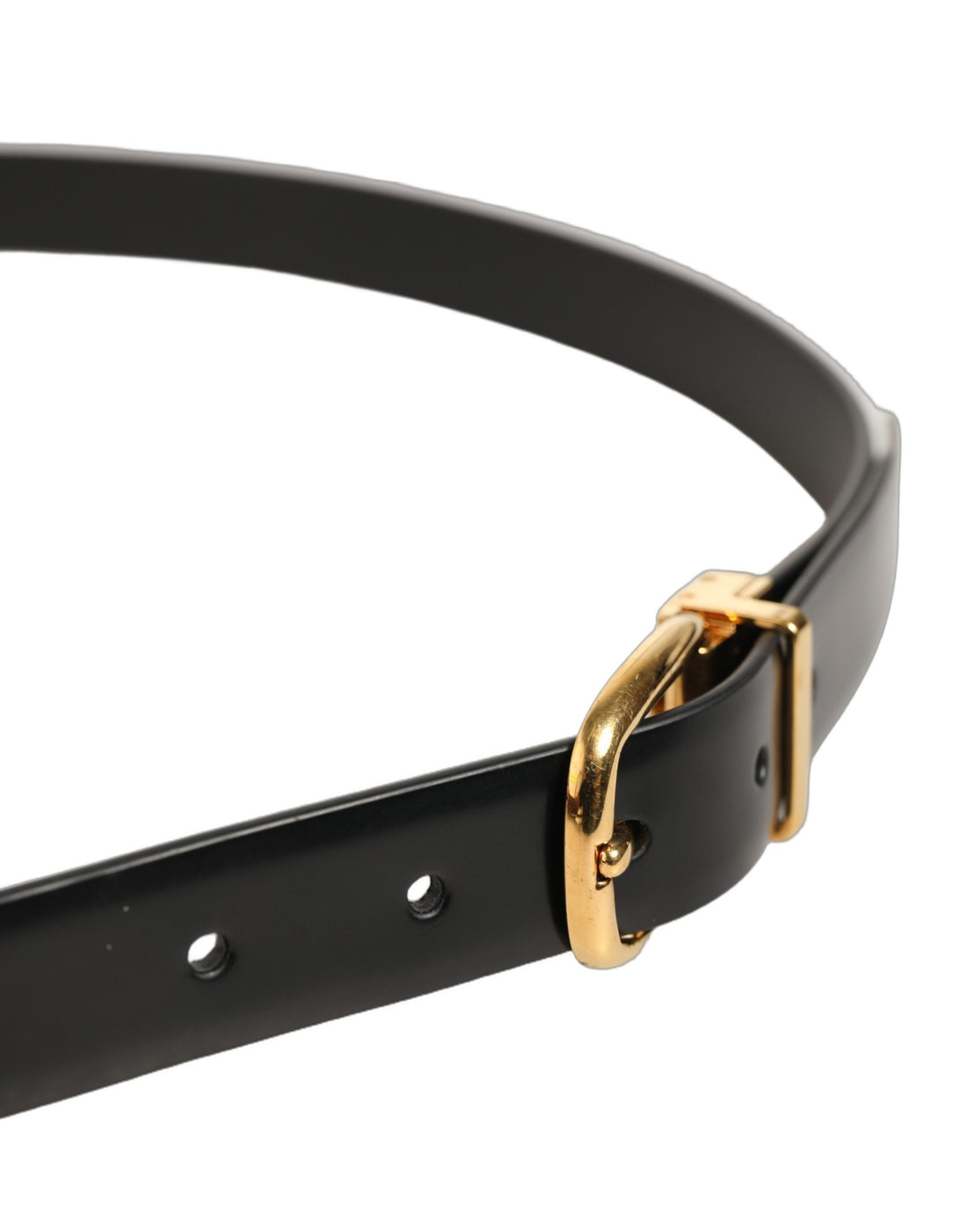 Dolce & Gabbana Black Leather Gold Tone Metal Buckle Belt
