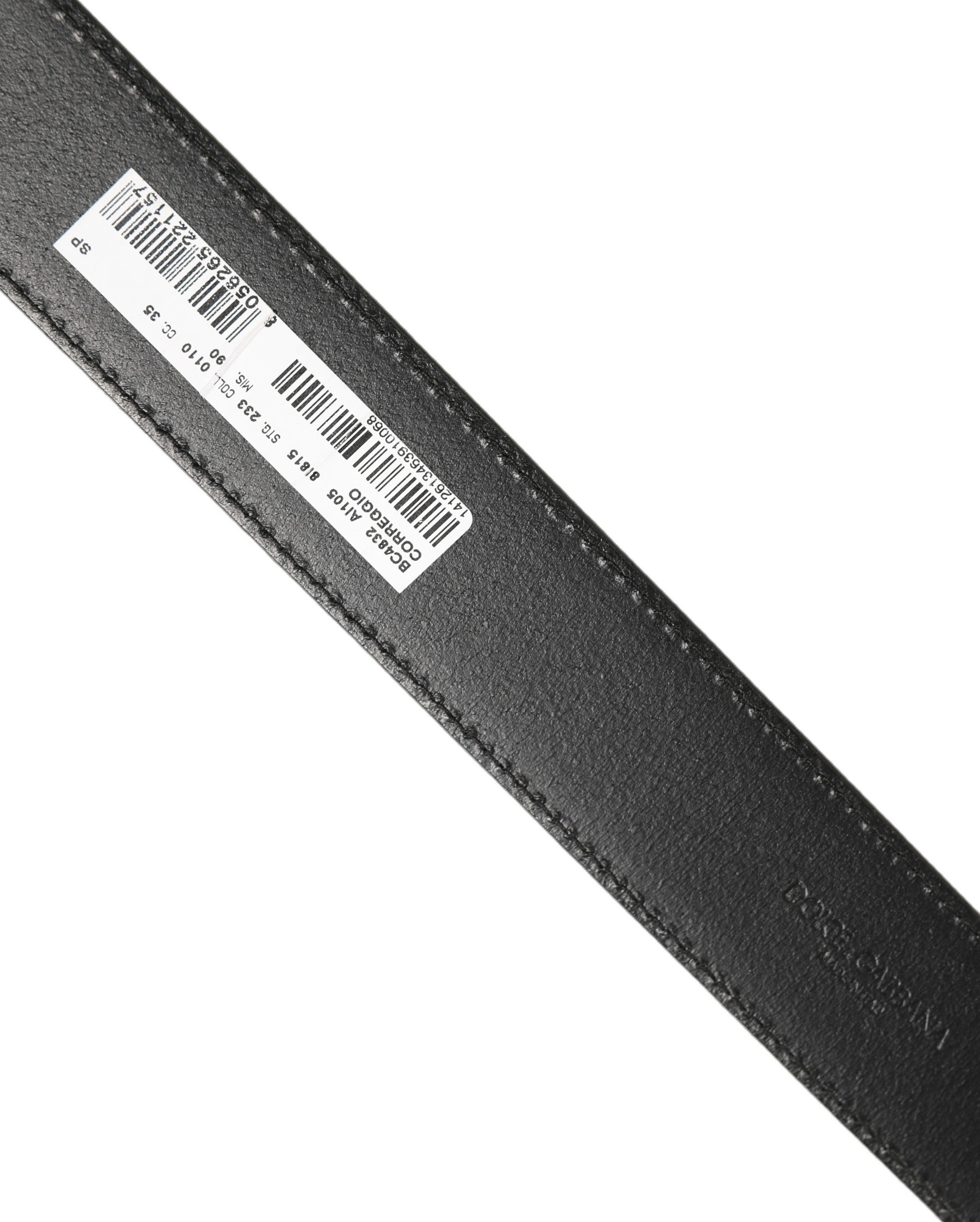 Dolce & Gabbana Black Leather Gold Logo Engraved Buckle Belt