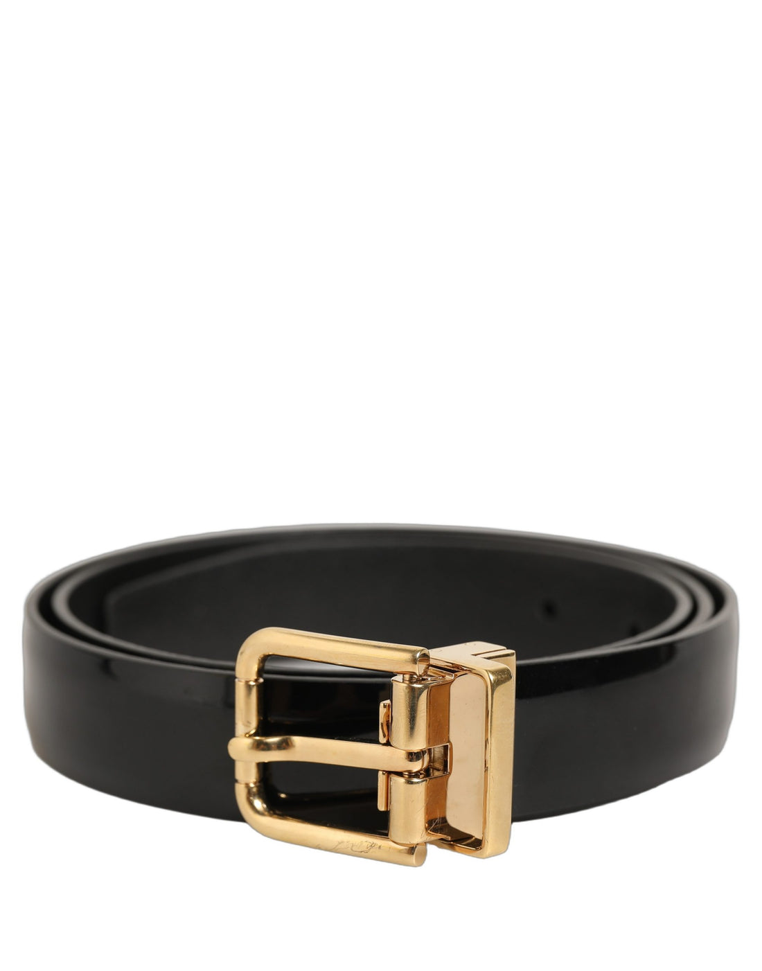 Dolce & Gabbana Black Classic Leather Gold Tone Buckle Belt