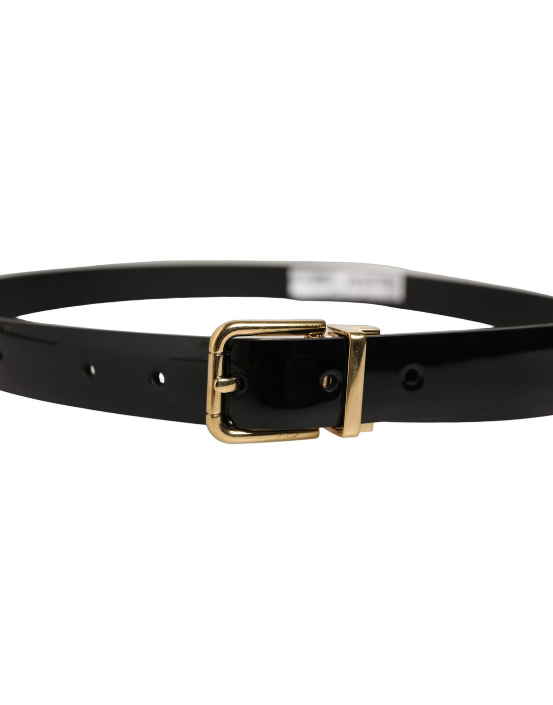 Dolce & Gabbana Black Classic Leather Gold Tone Buckle Belt