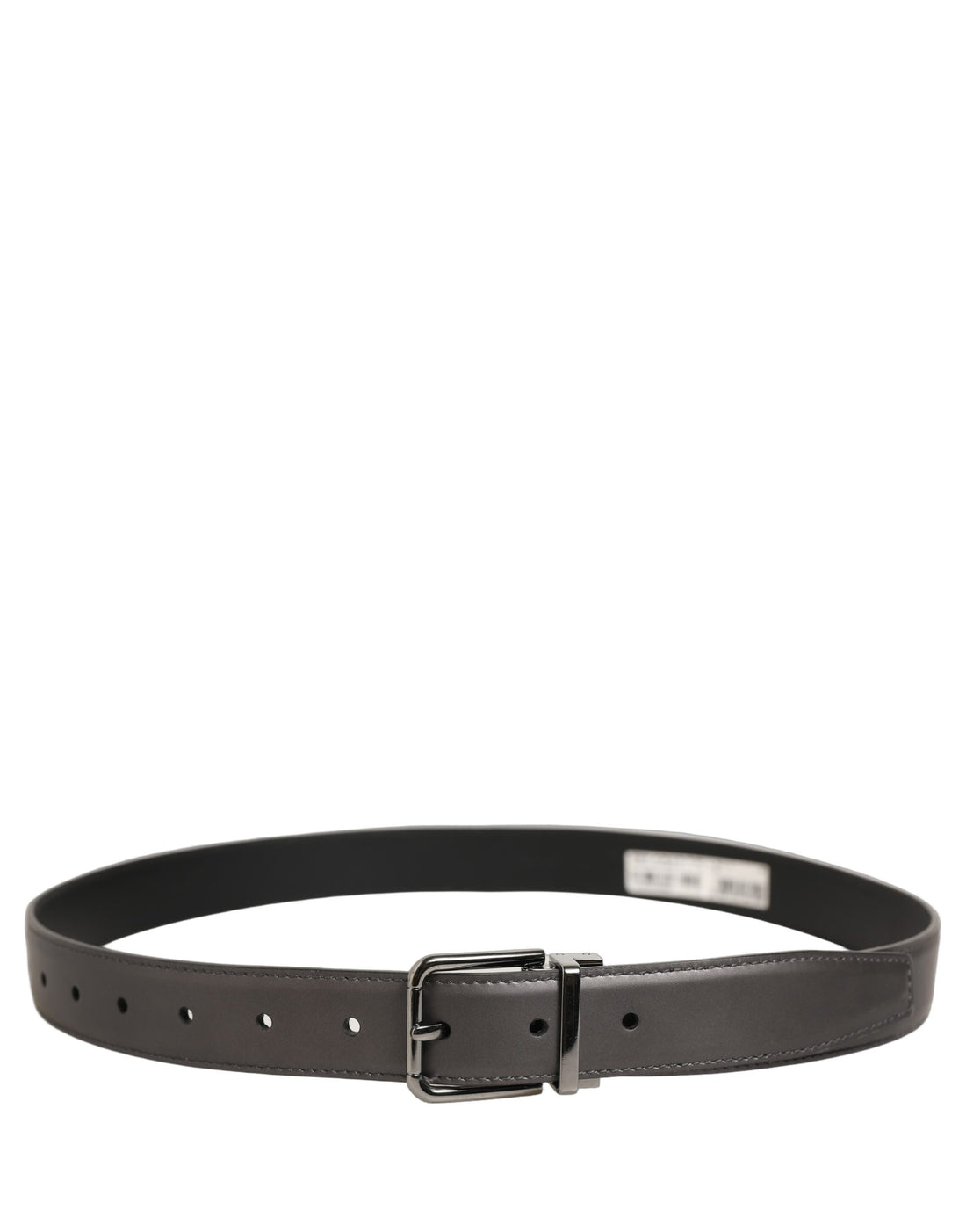 Dolce & Gabbana Dark Gray Leather Metal Buckle Classic Belt