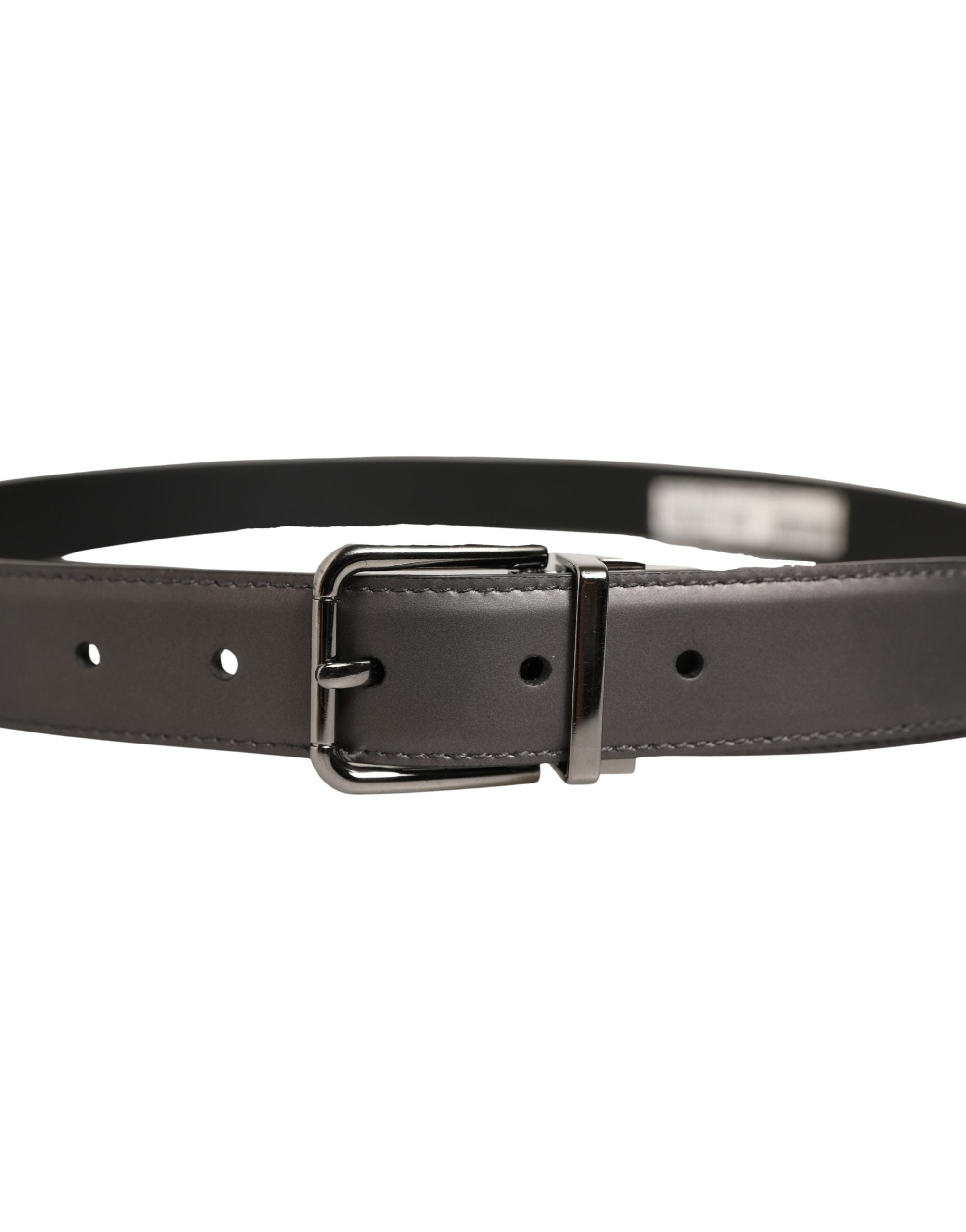 Dolce & Gabbana Dark Gray Leather Metal Buckle Classic Belt