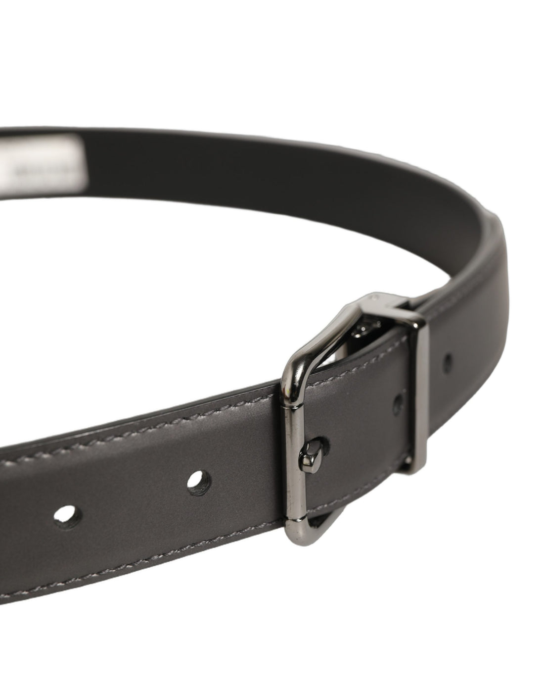 Dolce & Gabbana Dark Gray Leather Metal Buckle Classic Belt