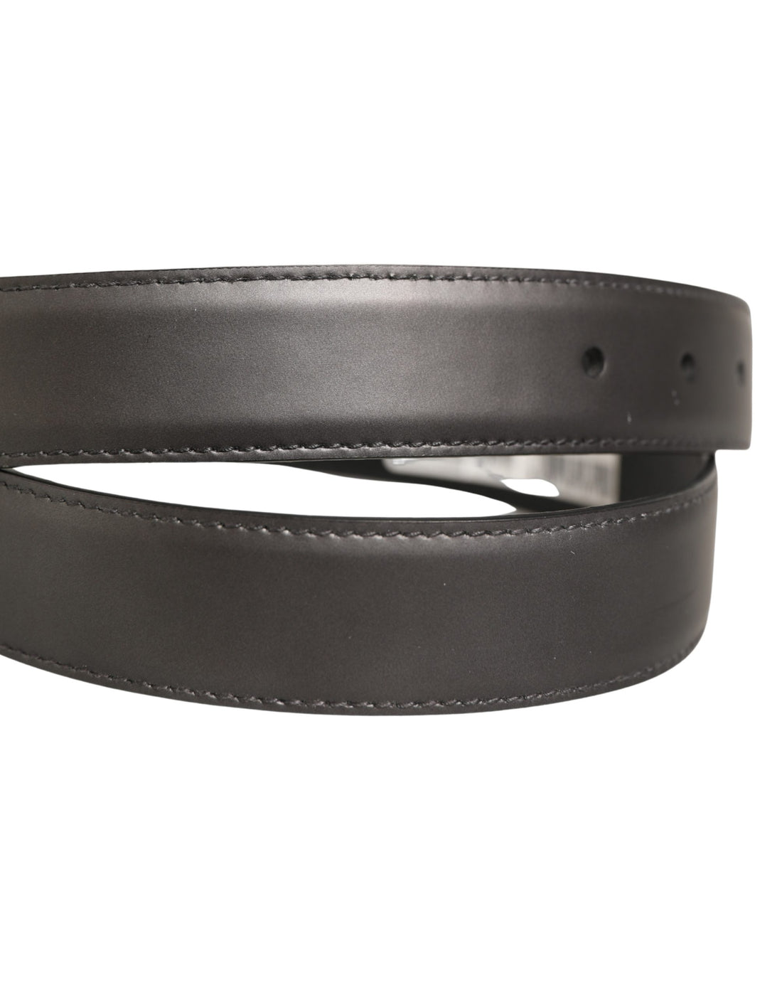 Dolce & Gabbana Dark Gray Leather Metal Buckle Classic Belt
