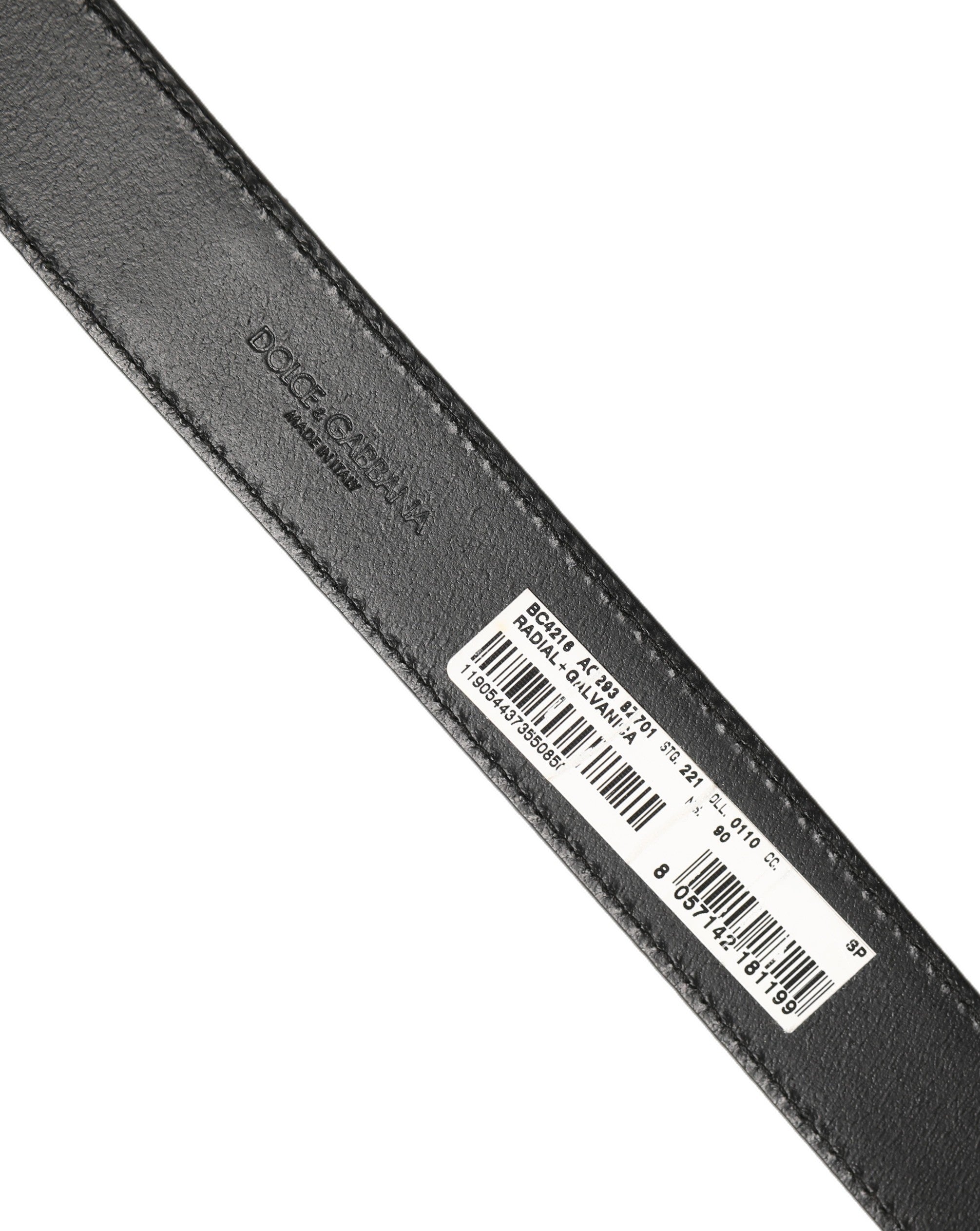 Dolce & Gabbana Dark Gray Leather Metal Buckle Classic Belt
