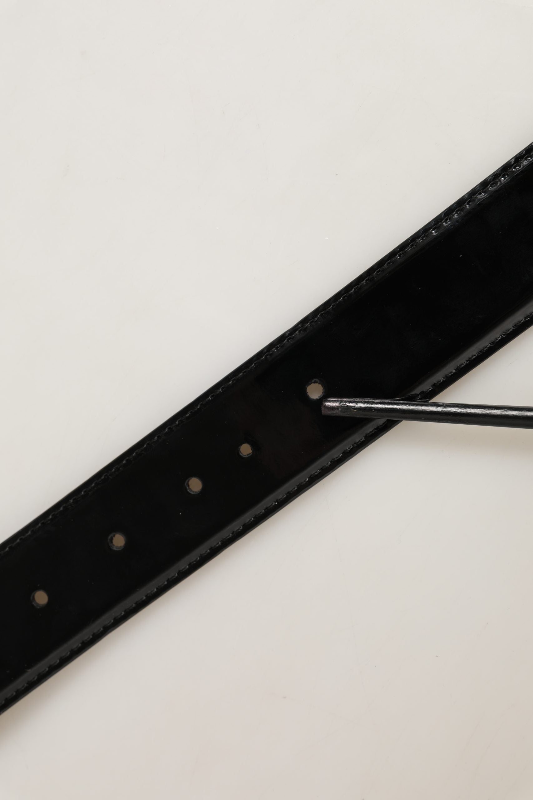 Dolce & Gabbana Black Patent Leather Silver Metal Buckle Belt