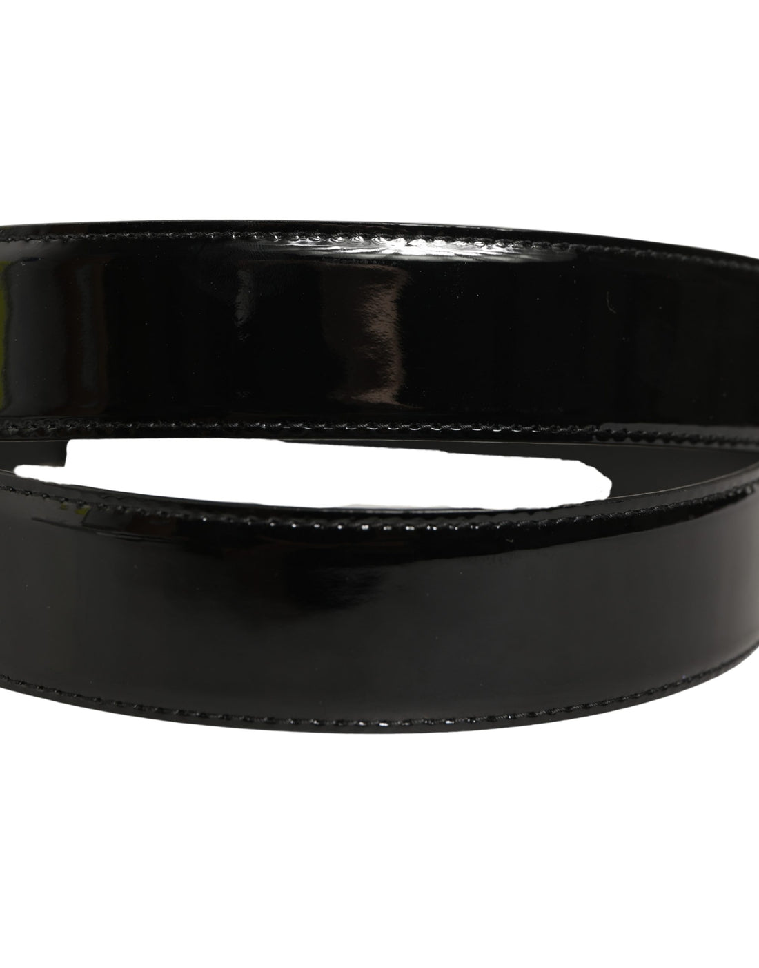 Dolce & Gabbana Black Patent Leather Silver Metal Buckle Belt