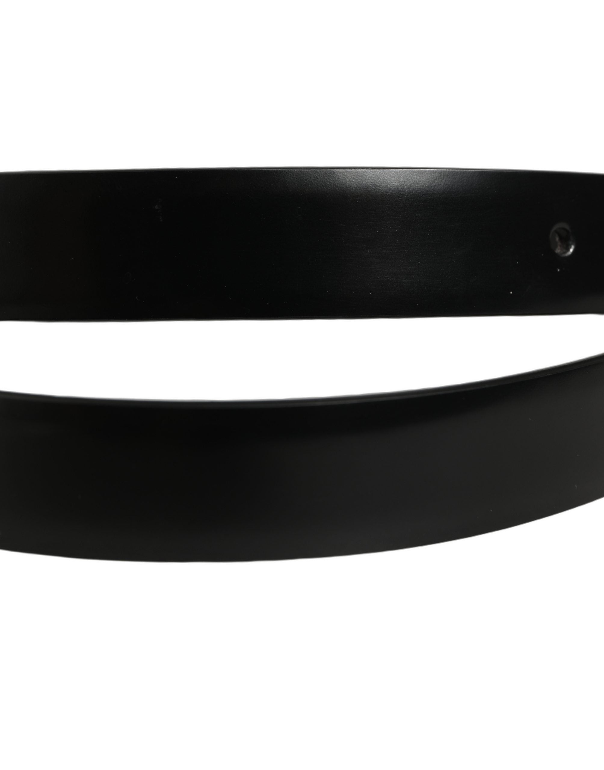 Dolce & Gabbana Black Leather Silver Tone Metal Buckle Belt