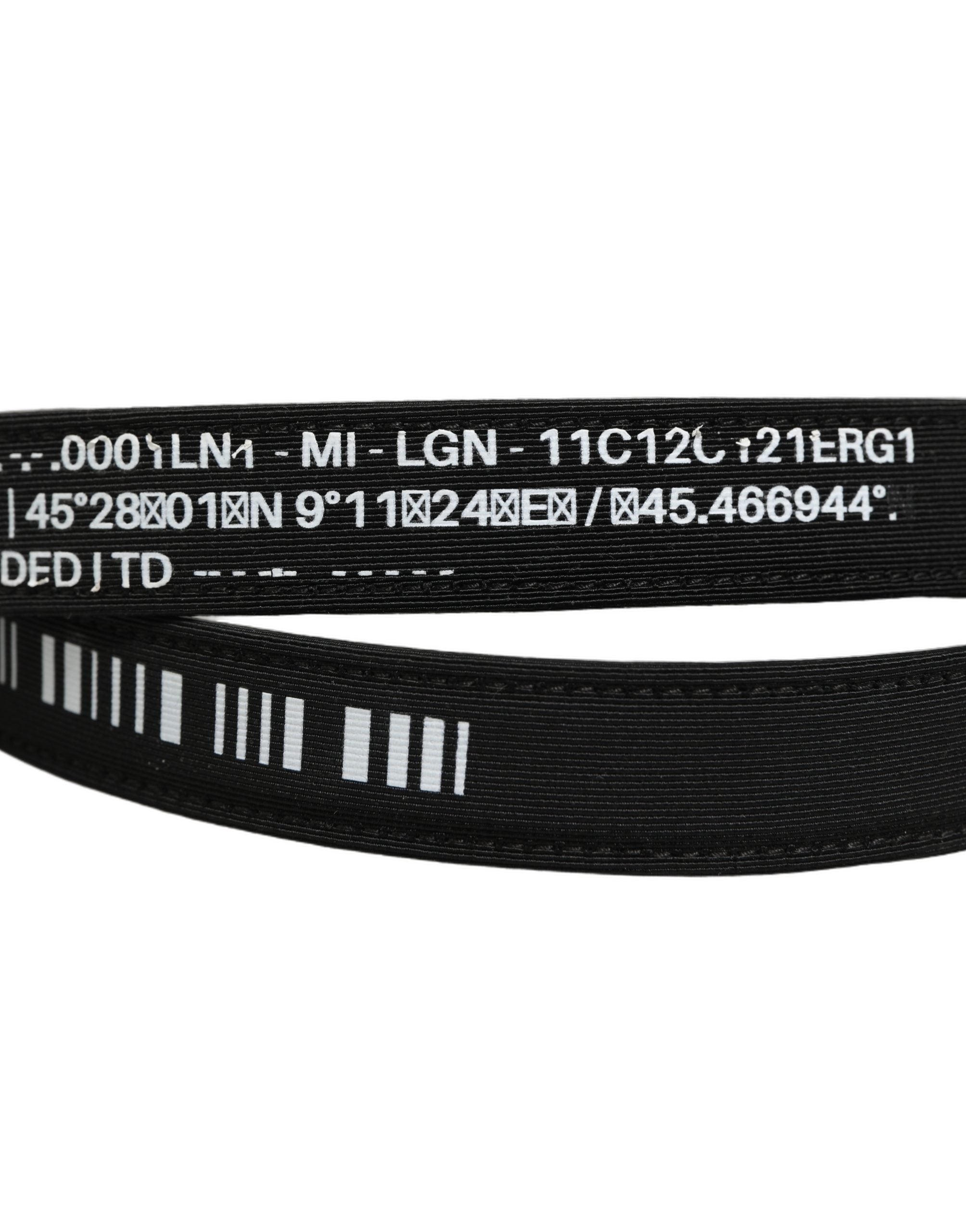 Dolce & Gabbana Black Fabric Leather Barcode Silver Buckle Belt