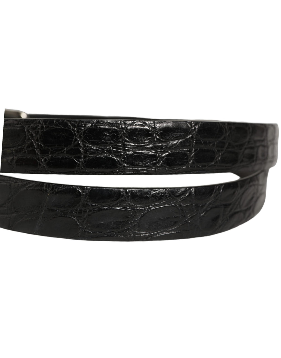 Dolce & Gabbana Black Leather Silver Metal Buckle Men Belt