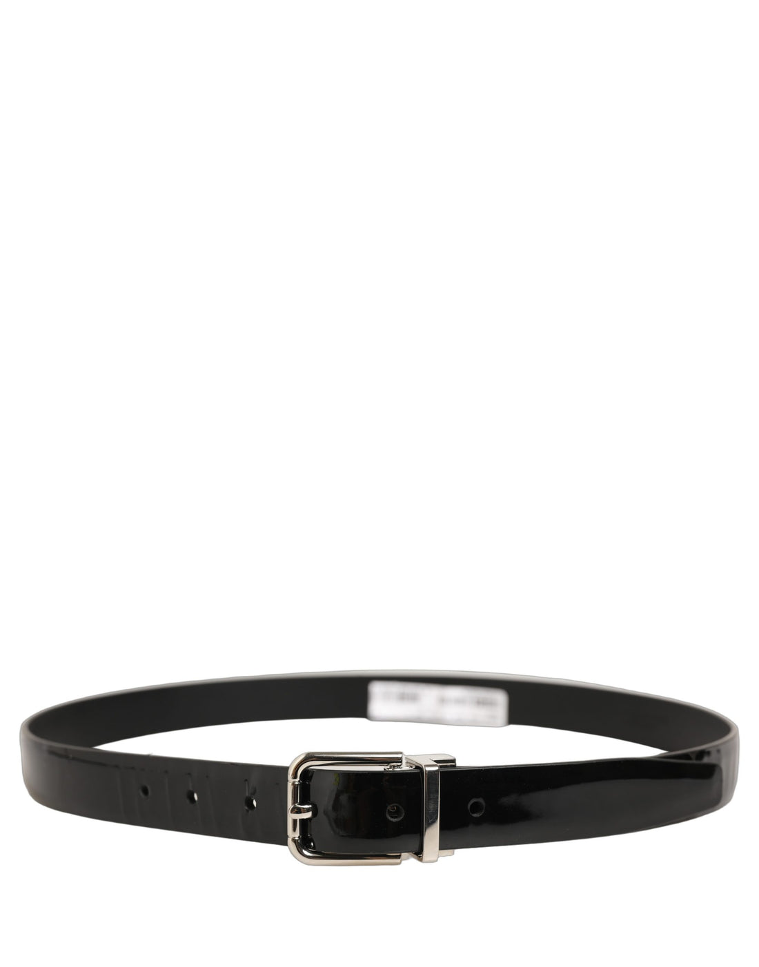 Dolce & Gabbana Black Classic Leather Silver Tone Buckle Belt