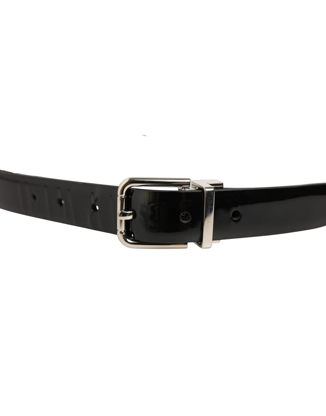 Dolce & Gabbana Black Classic Leather Silver Tone Buckle Belt