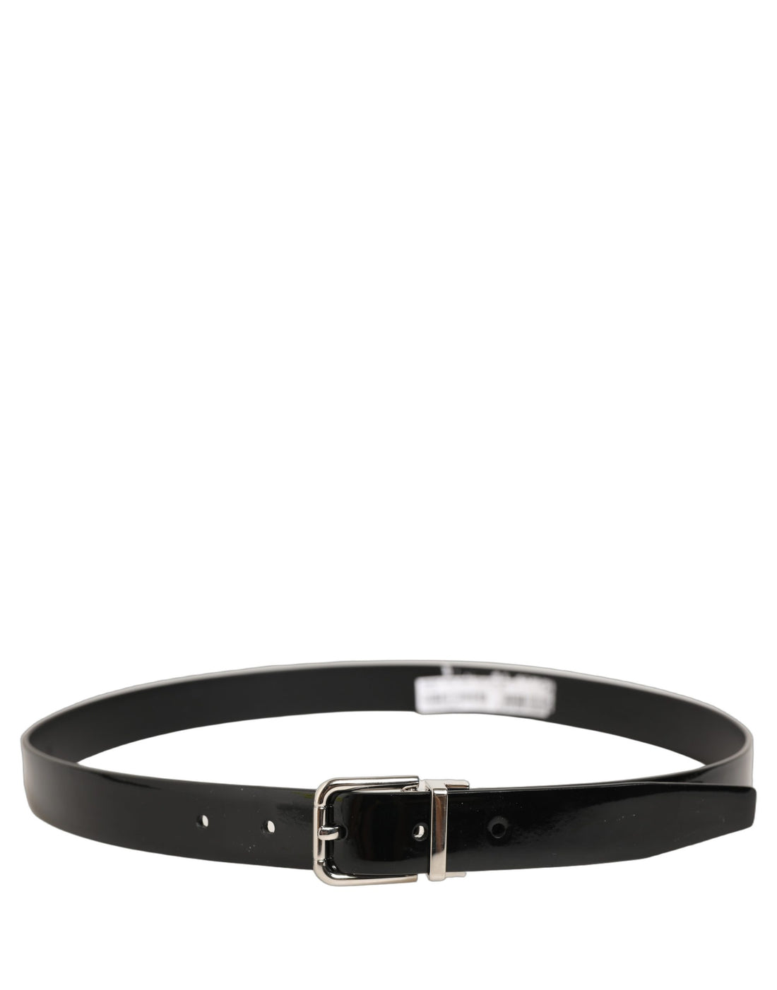 Dolce & Gabbana Black Classic Leather Silver Tone Buckle Belt