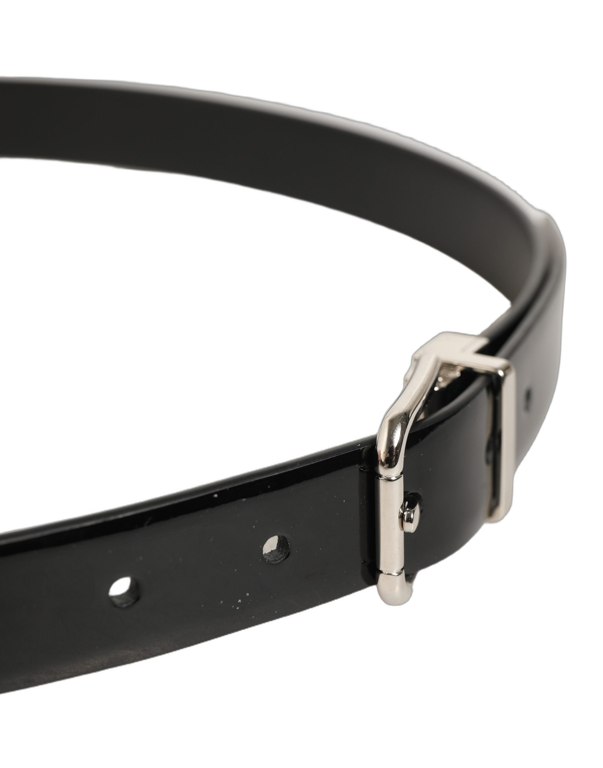 Dolce & Gabbana Black Classic Leather Silver Tone Buckle Belt
