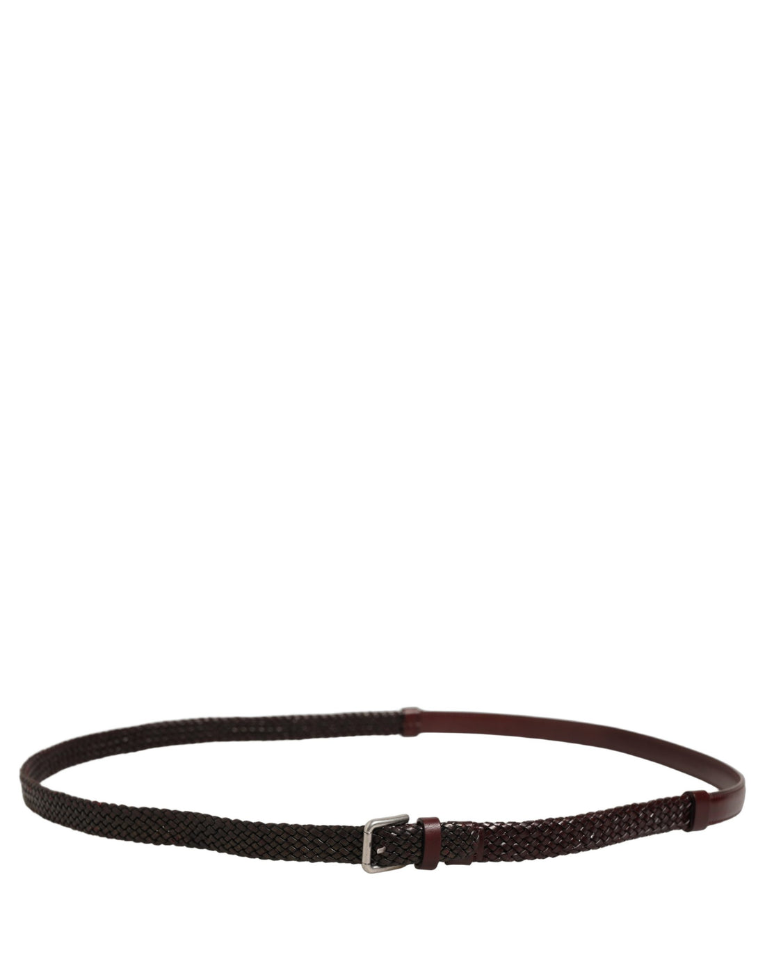 Dolce & Gabbana Dark Brown Woven Leather Metal Buckle Belt