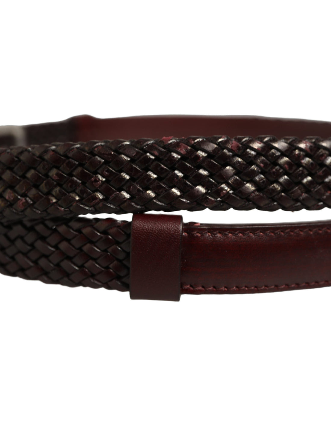 Dolce & Gabbana Dark Brown Woven Leather Metal Buckle Belt