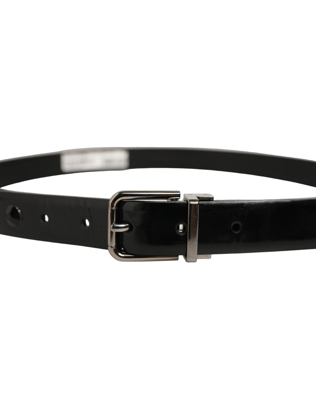 Dolce & Gabbana Black Leather Studs Silver Metal Buckle Belt