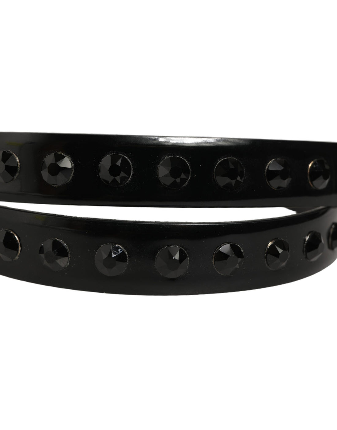 Dolce & Gabbana Black Leather Studs Silver Metal Buckle Belt