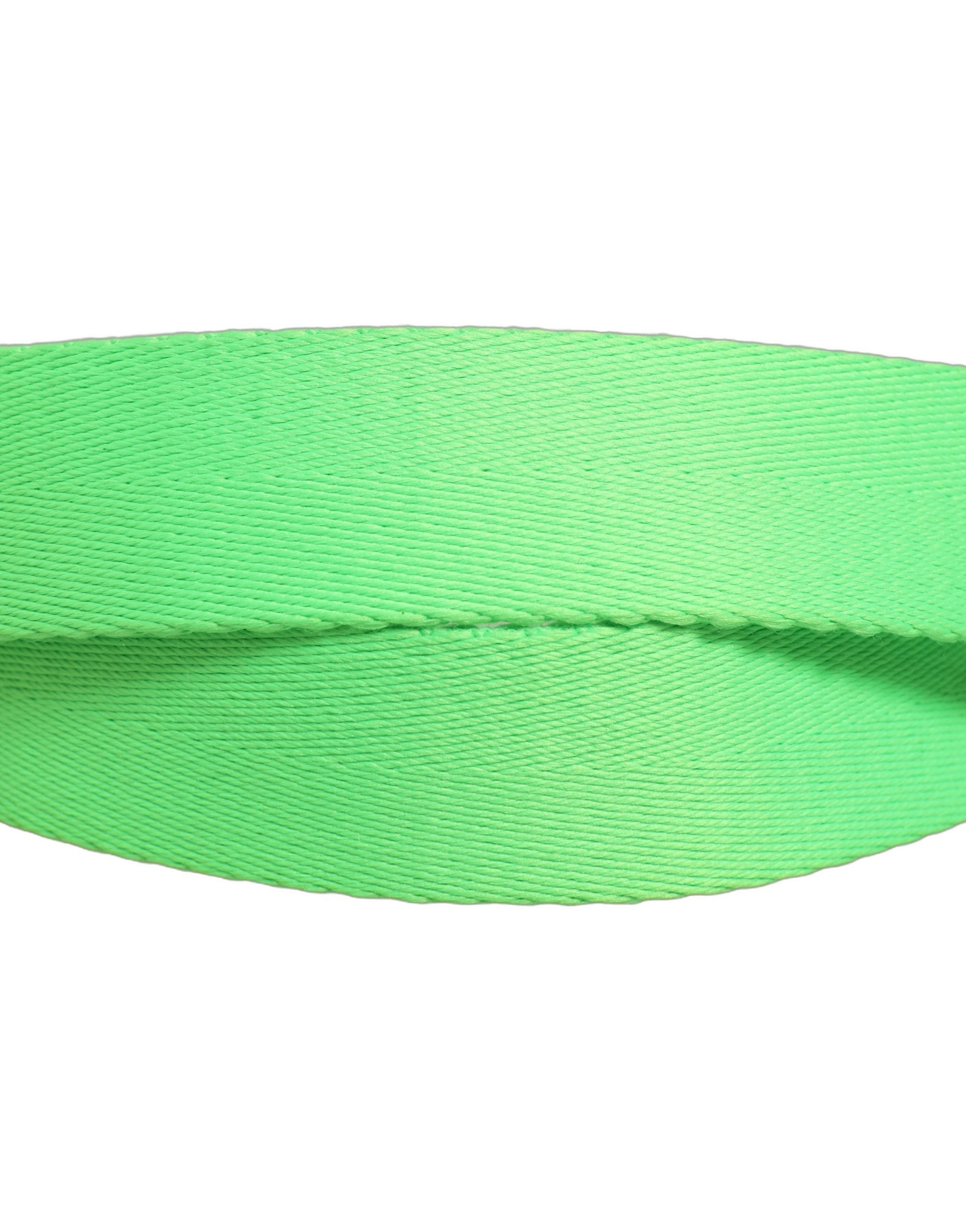 Dolce & Gabbana Green Canvas Logo Plaque Metal Buckle Belt