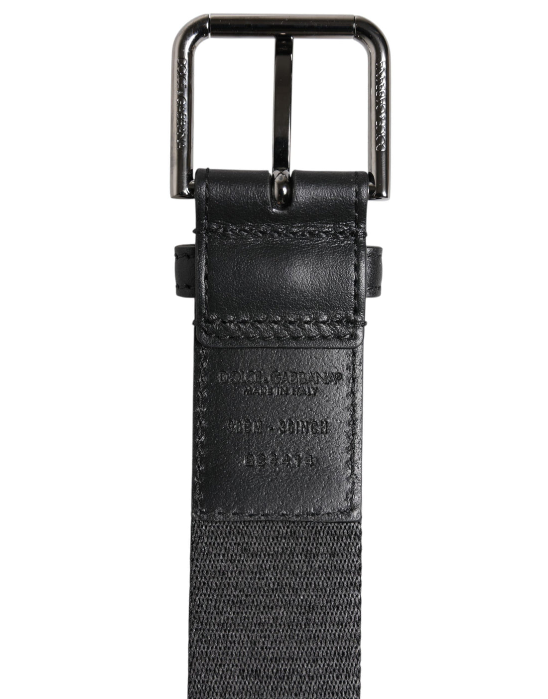 Dolce & Gabbana Black Green Logo Silver Tone Metal Buckle Belt