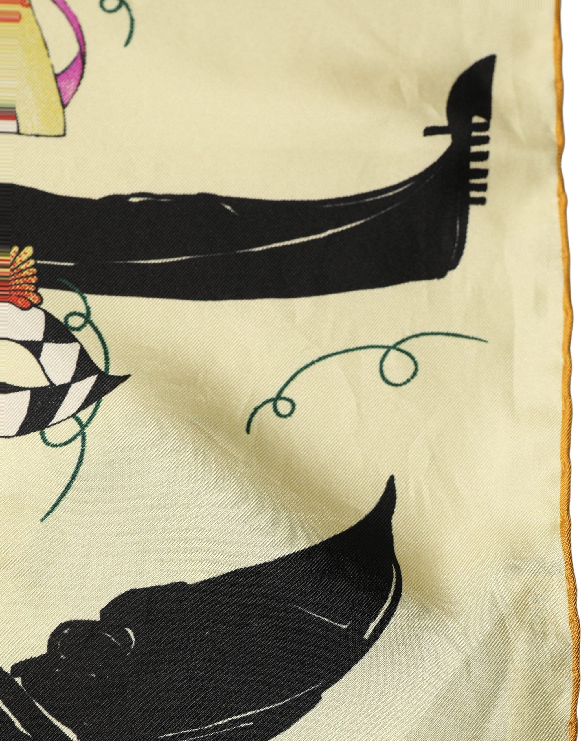 Dolce & Gabbana Cream Venezia Silk Twill Square Foulard Scarf
