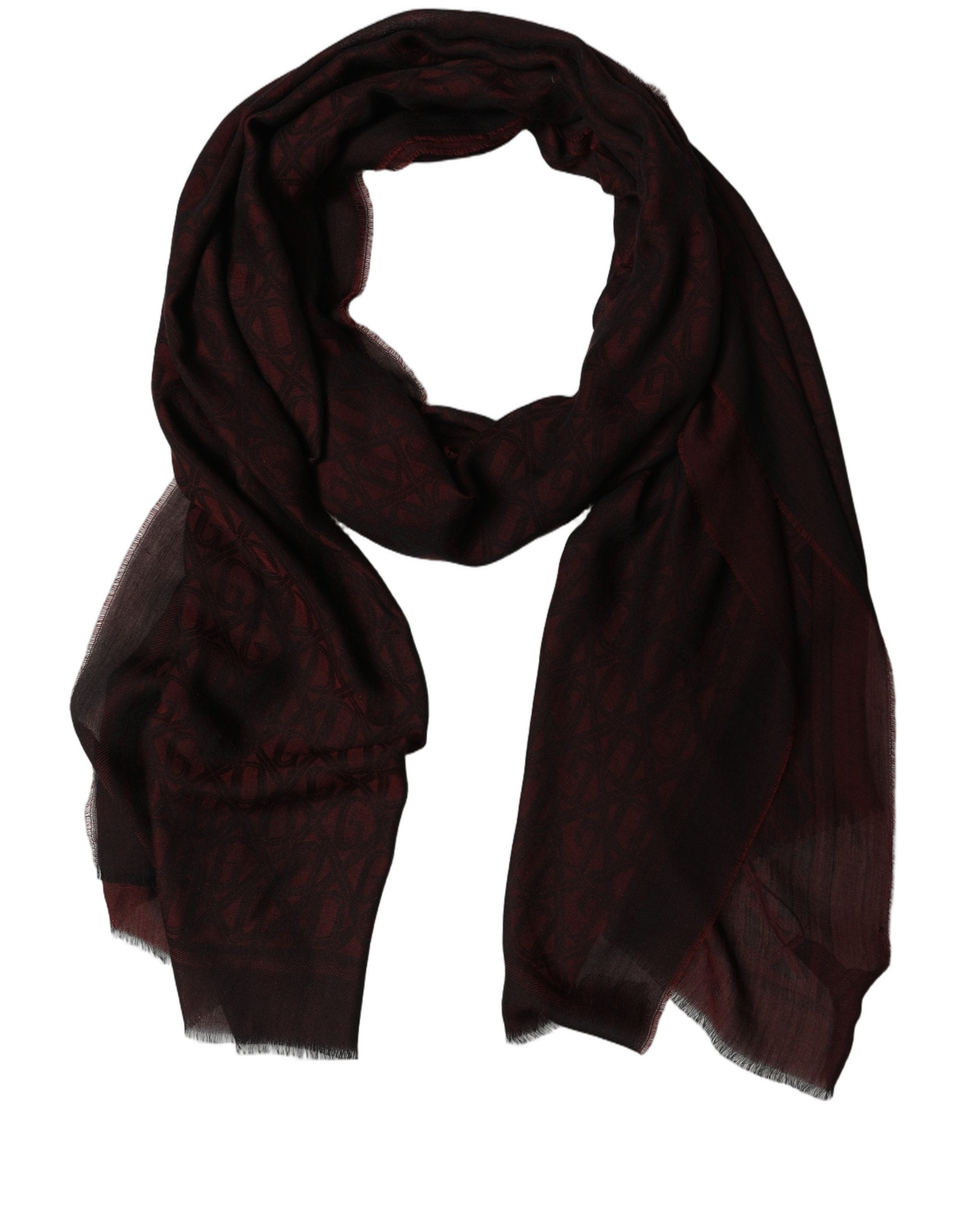 Dolce & Gabbana Dark Red Modal Frayed Edge Lace Stole Scarf
