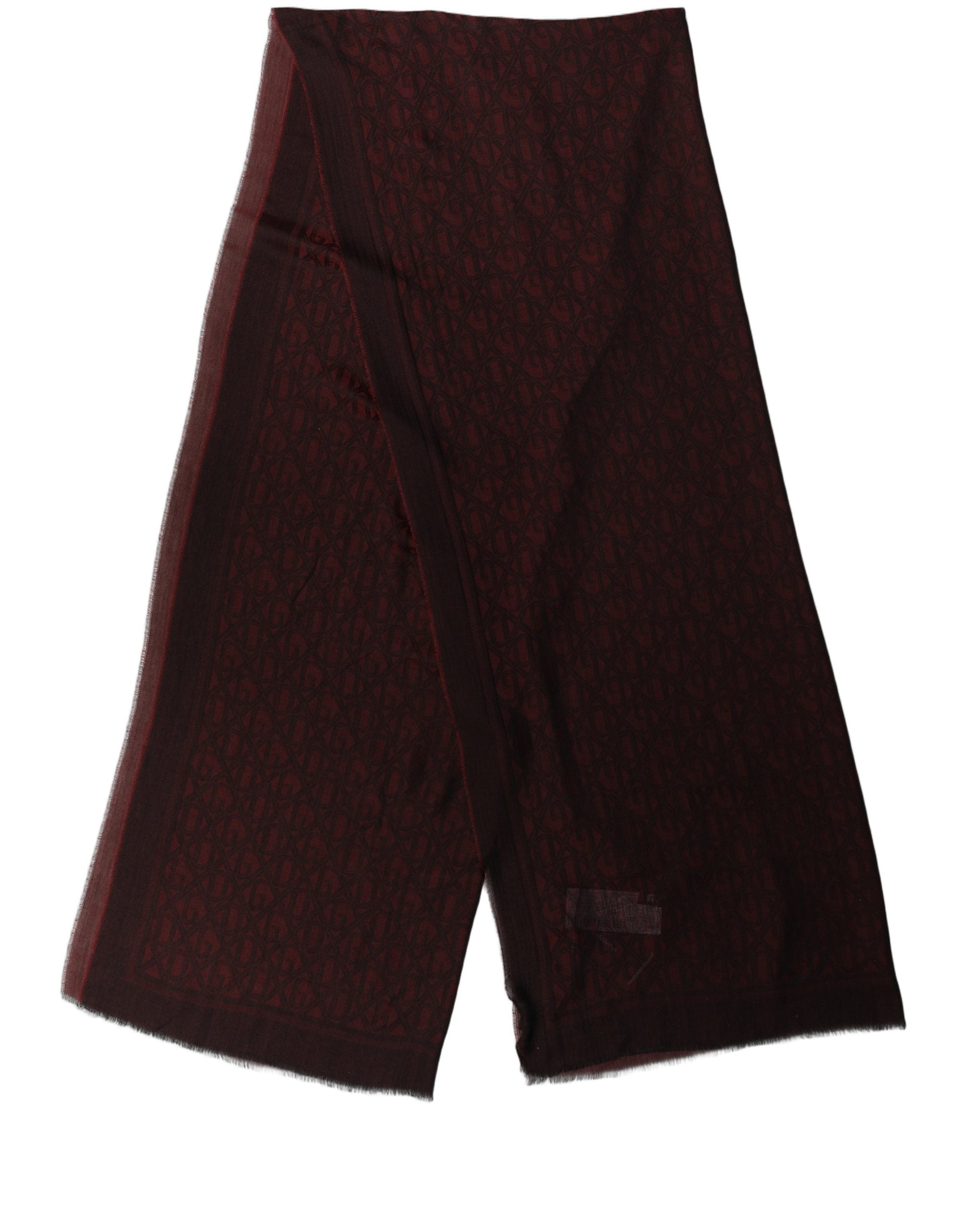 Dolce & Gabbana Dark Red Modal Frayed Edge Lace Stole Scarf
