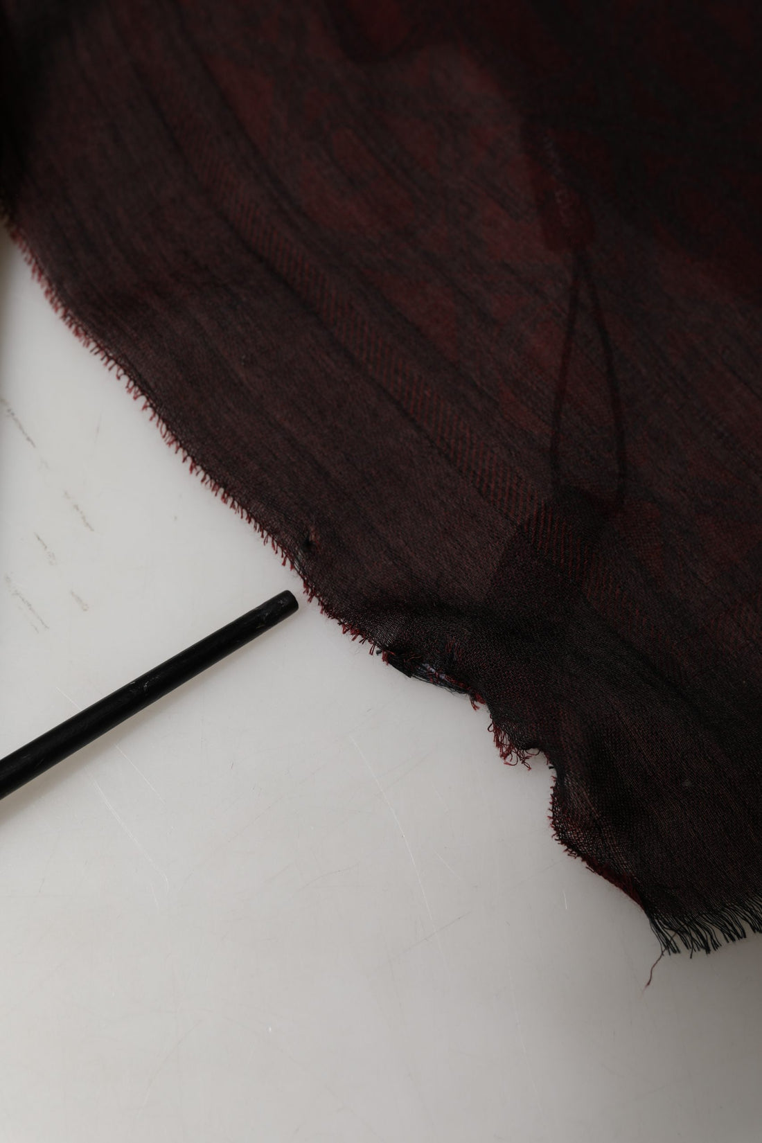 Dolce & Gabbana Dark Red Modal Frayed Edge Lace Stole Scarf
