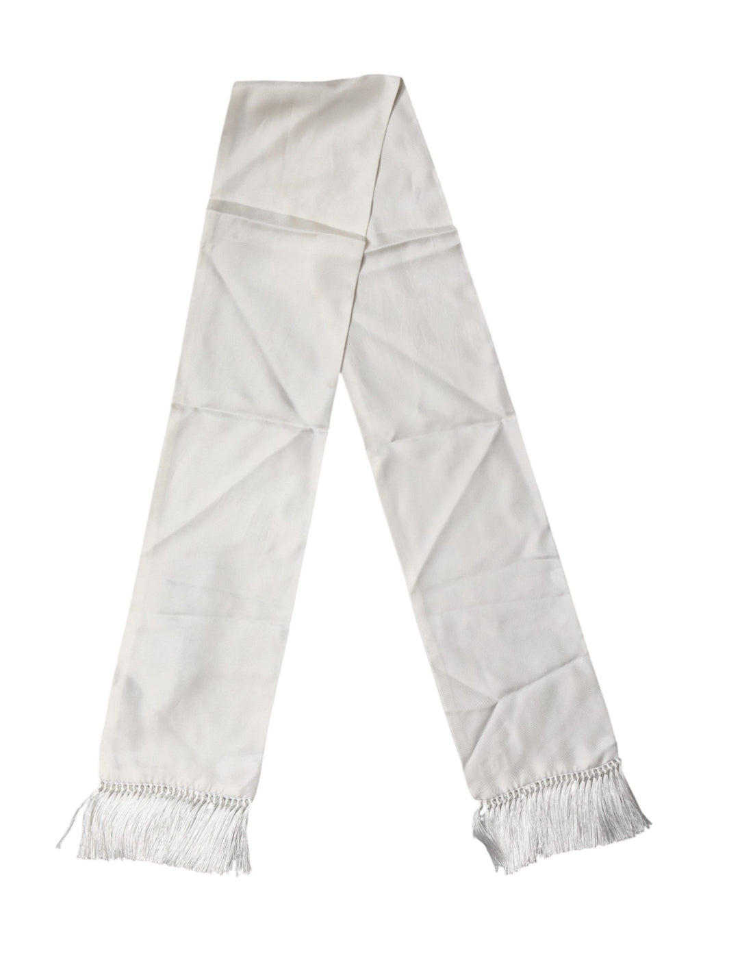 Dolce & Gabbana Men White Silk Fringed Edge Lace Stole Scarf