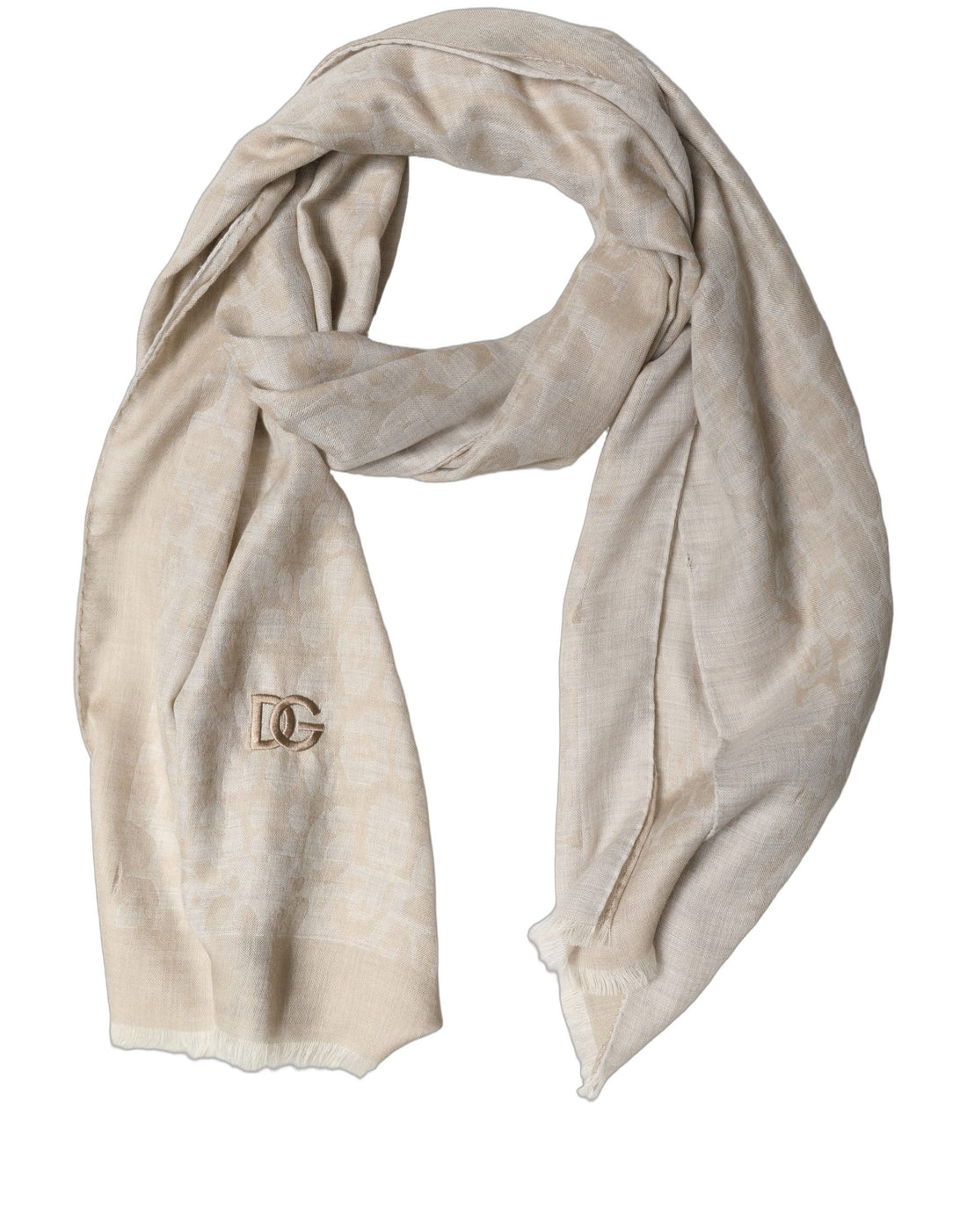 Dolce & Gabbana Men Beige Silk Wool Shawl Lace Stole Scarf