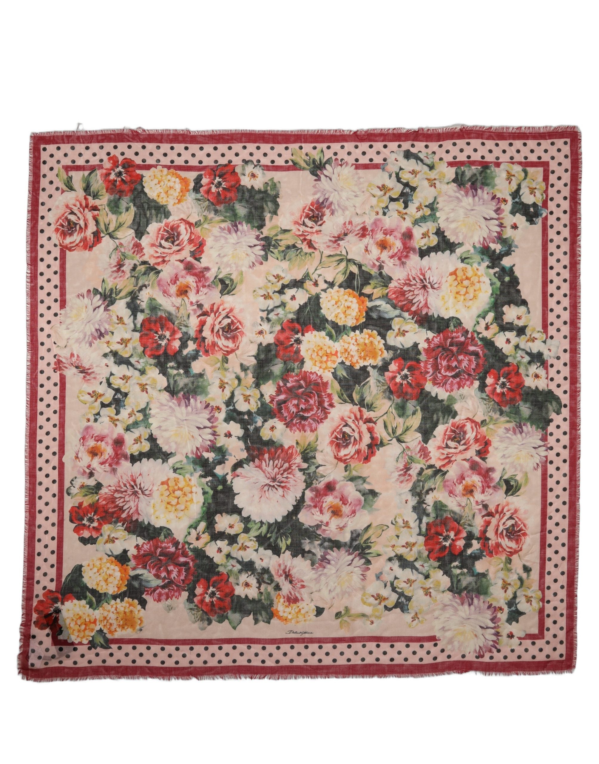 Dolce & Gabbana Multicolor Floral Fringed Stole Scarf