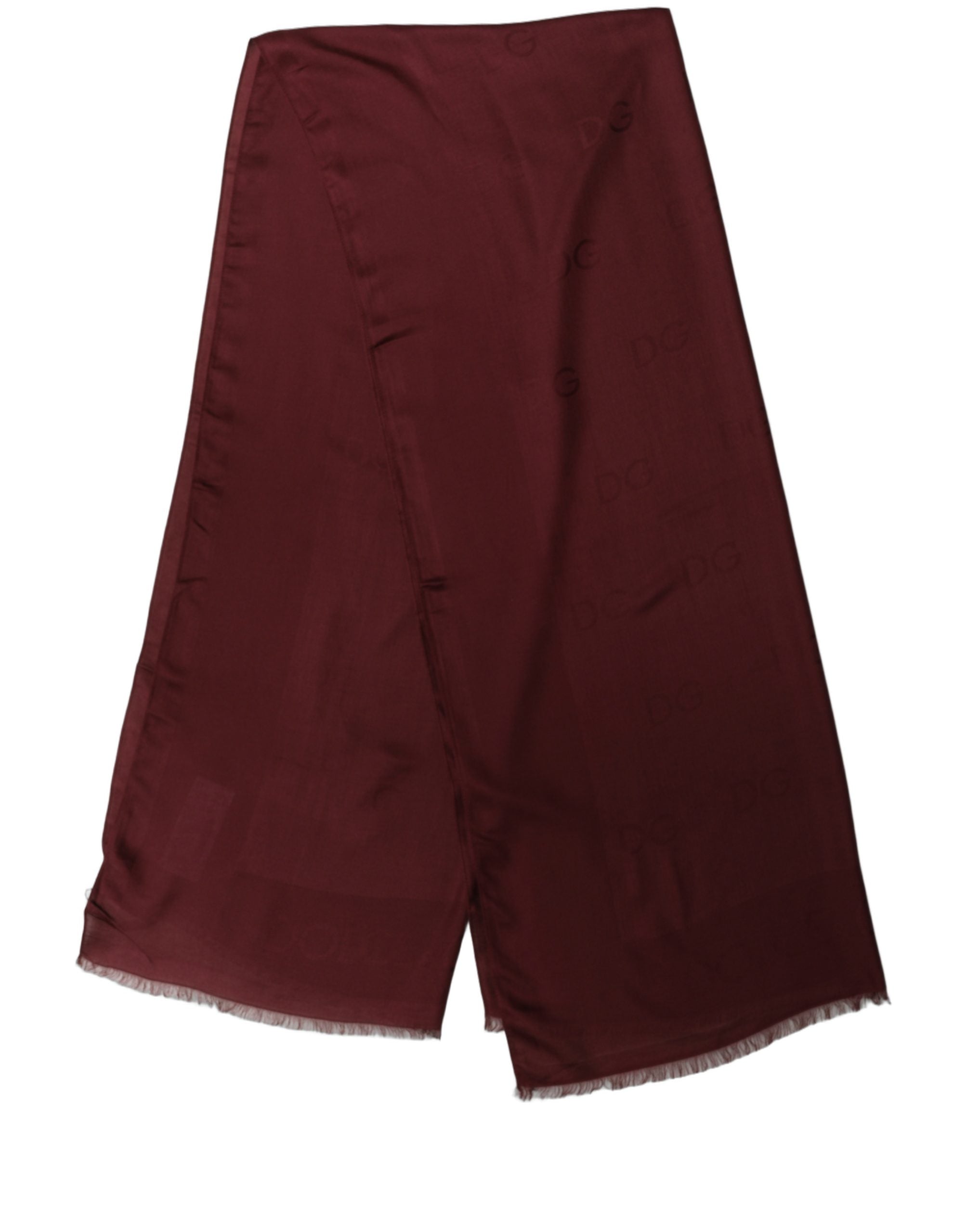Dolce & Gabbana Burgundy Modal Frayed Edge Lace Stole Scarf