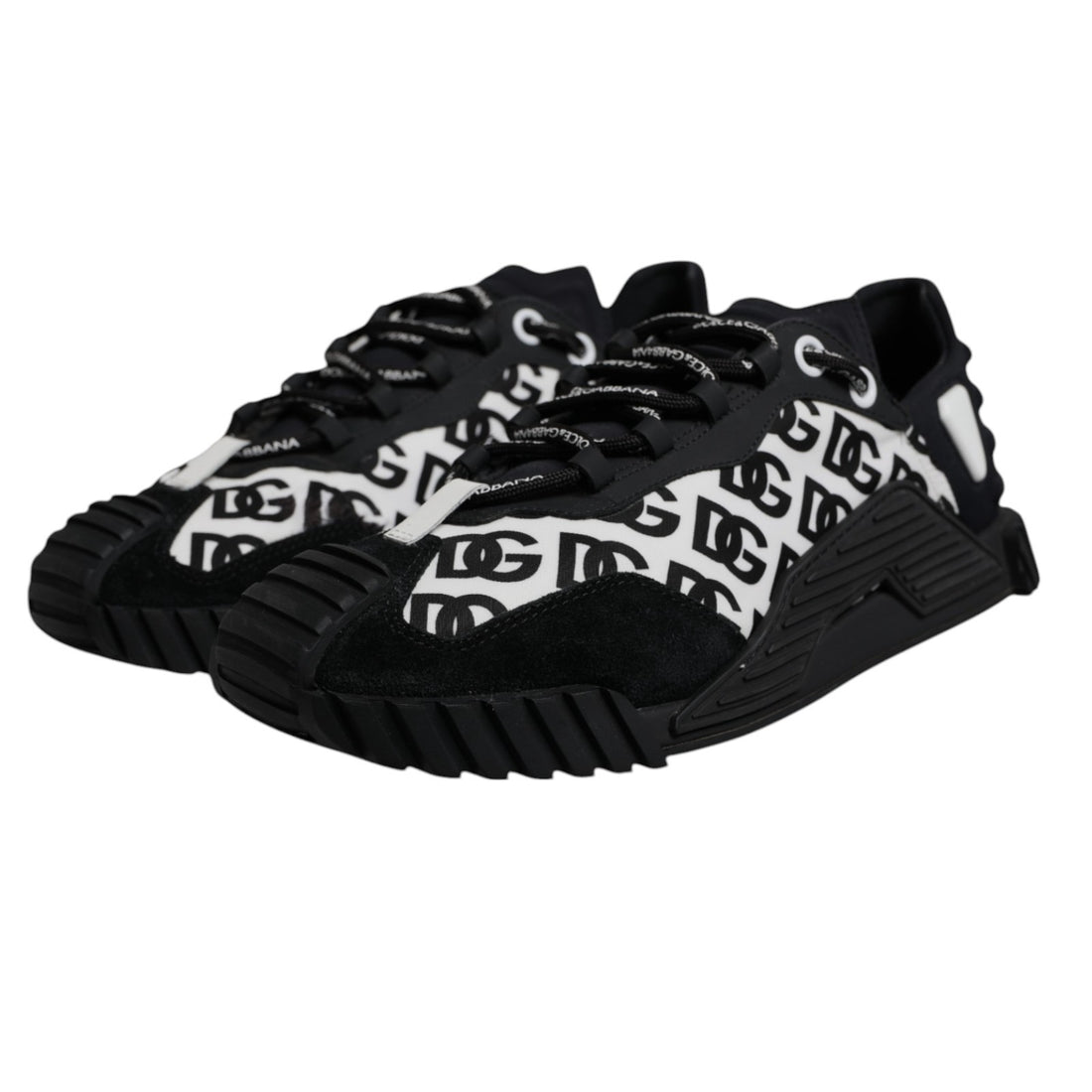 Dolce & Gabbana Black Logo Lace Up Low Top NS1 Sneakers Shoes