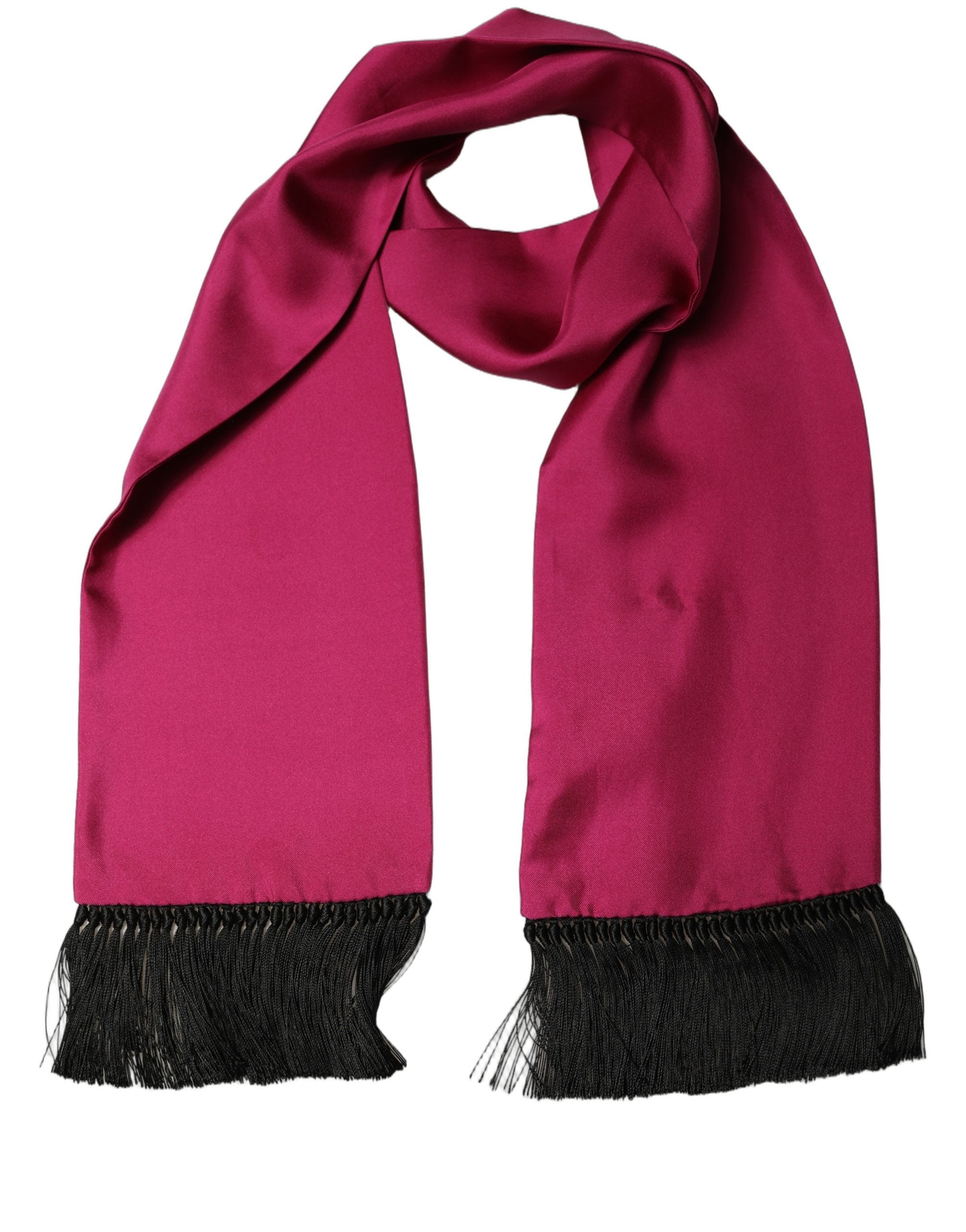 Dolce & Gabbana Men Burgundy Silk Fringed Lace Stole Scarf