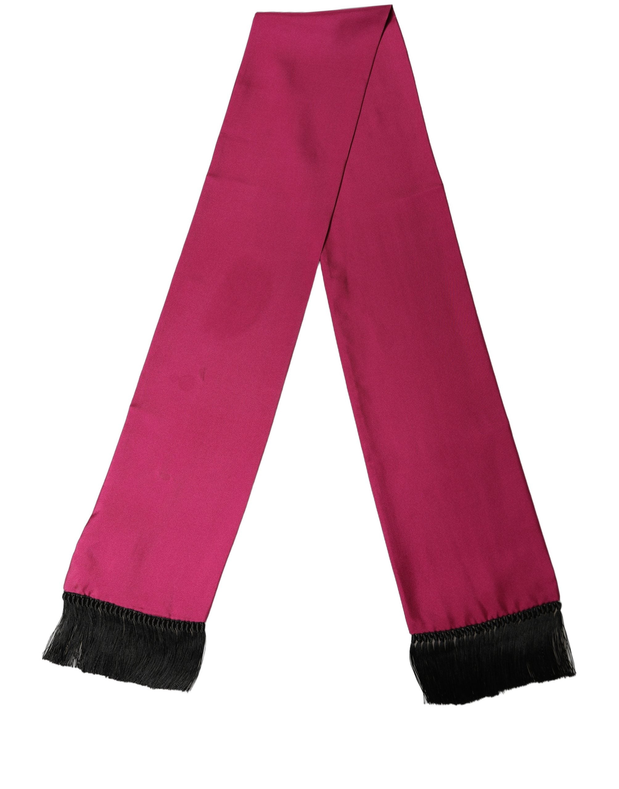 Dolce & Gabbana Men Burgundy Silk Fringed Lace Stole Scarf