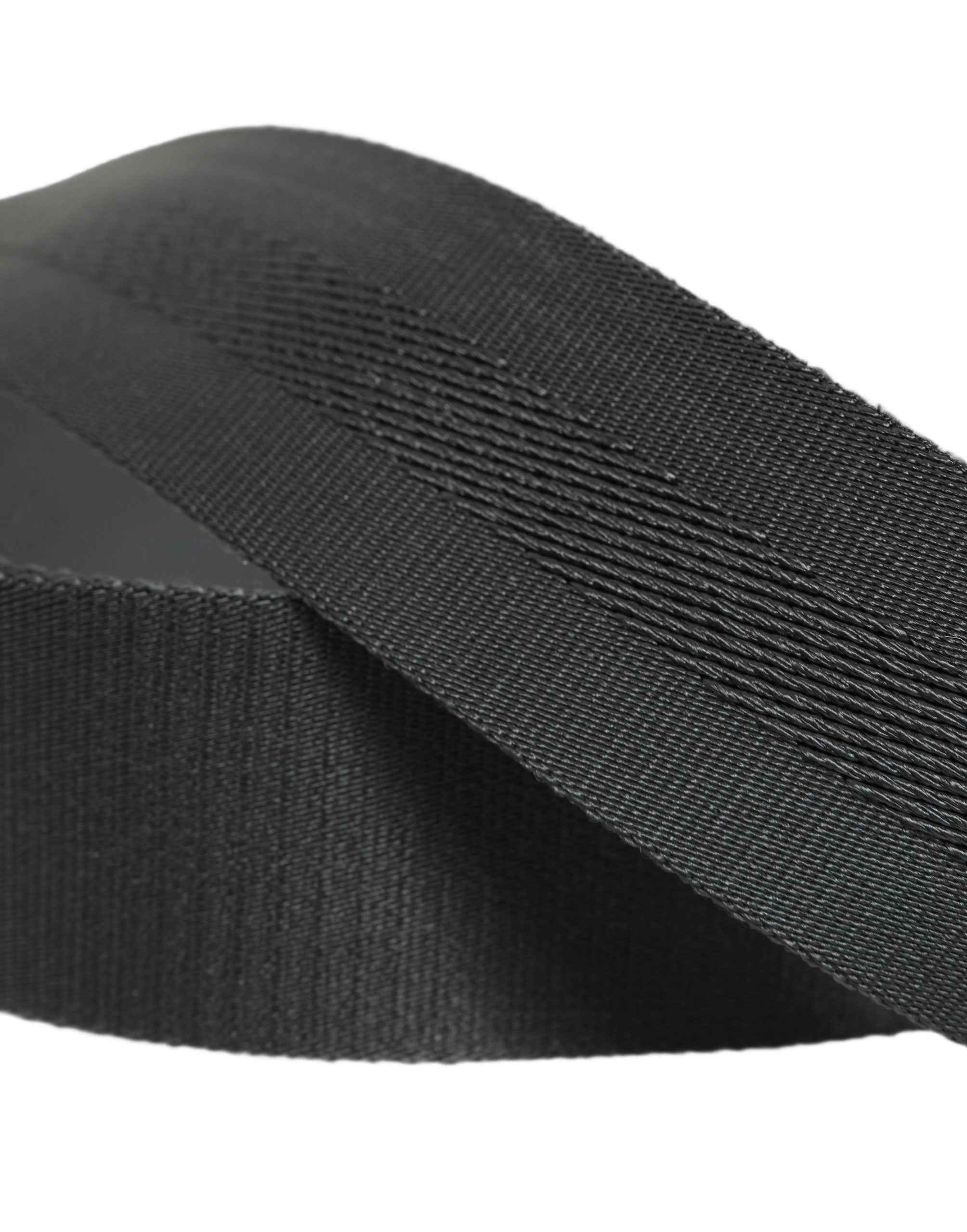Dolce & Gabbana Men Gray Fabric Strap Logo Metal Buckle Belt
