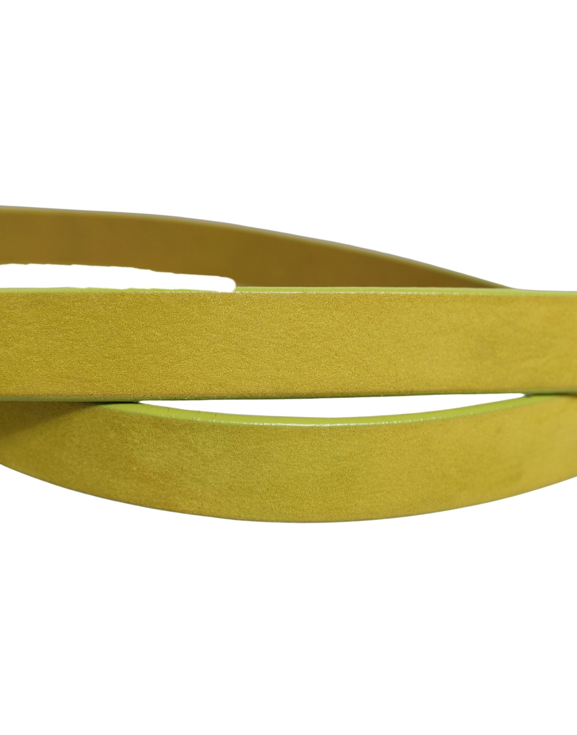 Dolce & Gabbana Yellow Waxed Leather Rustic Silver Logo Buckle Belt
