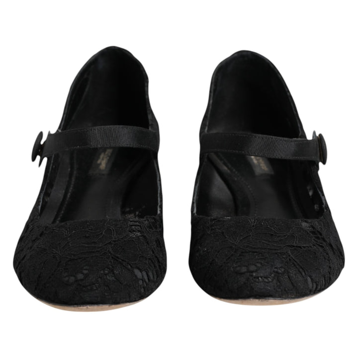 Dolce & Gabbana Black Vally Taormina Floral Lace Pumps Shoes