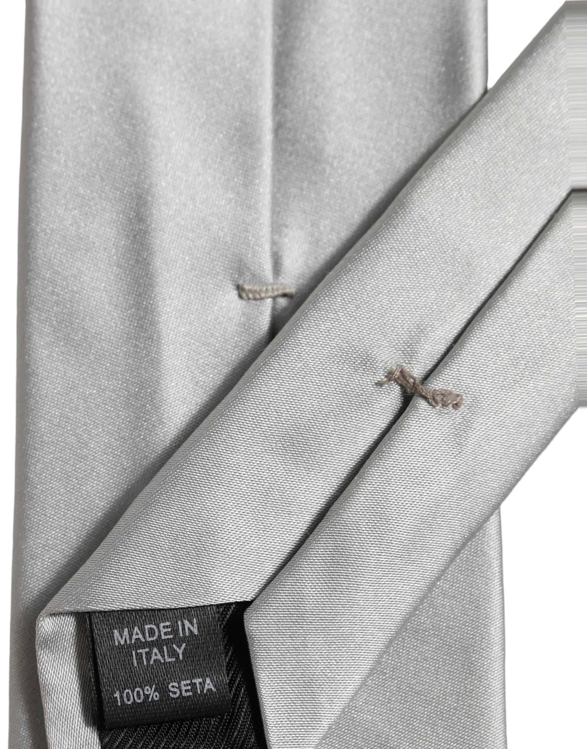 Dolce & Gabbana Gray Satin 100% Silk Adjustable Tied Men Necktie Tie
