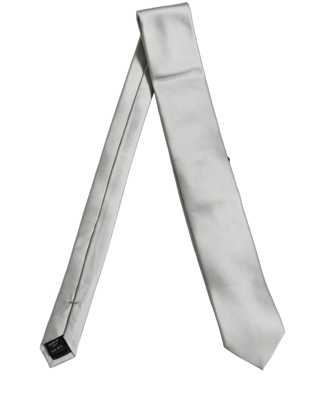 Dolce & Gabbana Gray Satin 100% Silk Adjustable Tied Men Necktie Tie