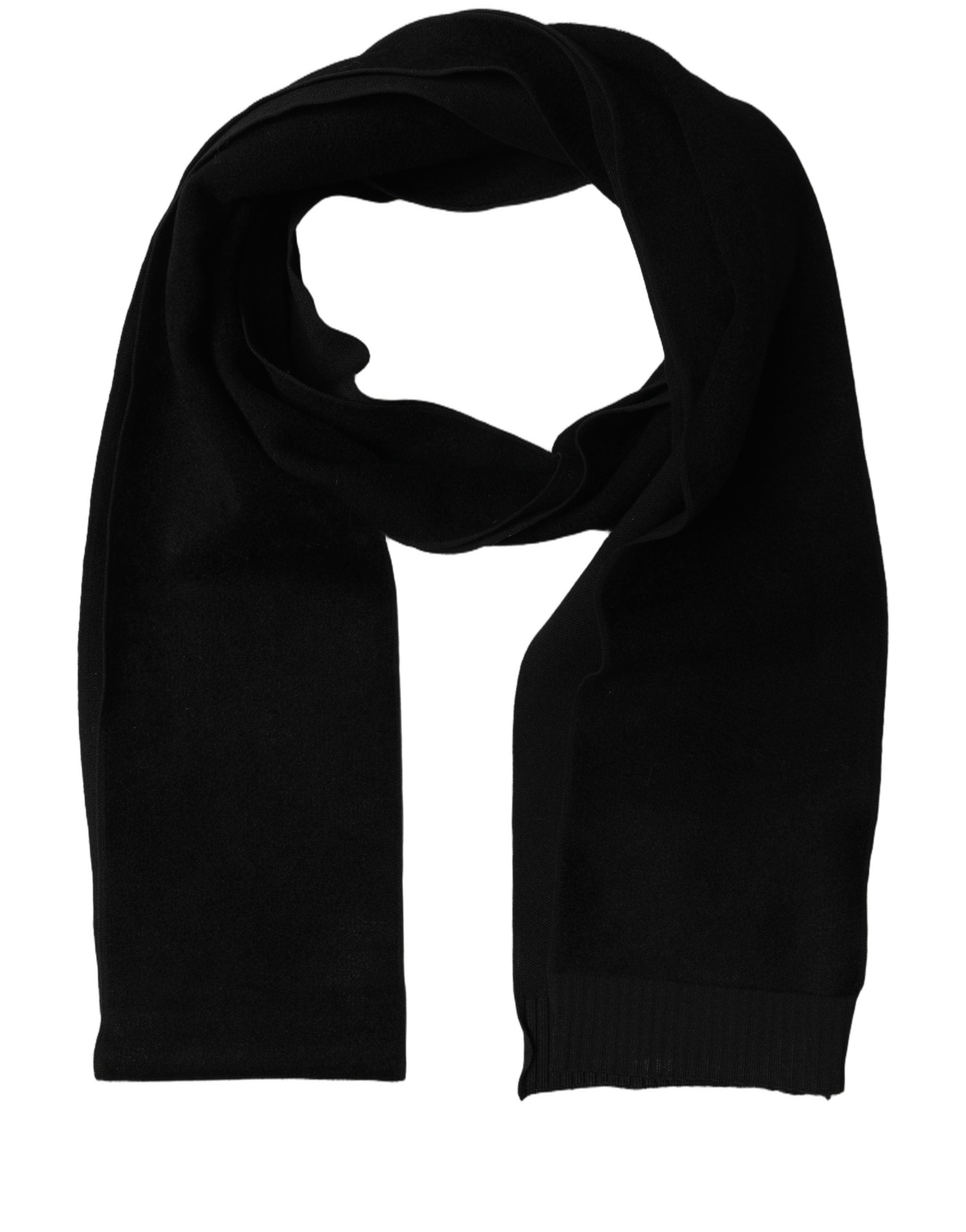 Dolce & Gabbana Black Cashmere Knitted Ribbed Shawl Scarf