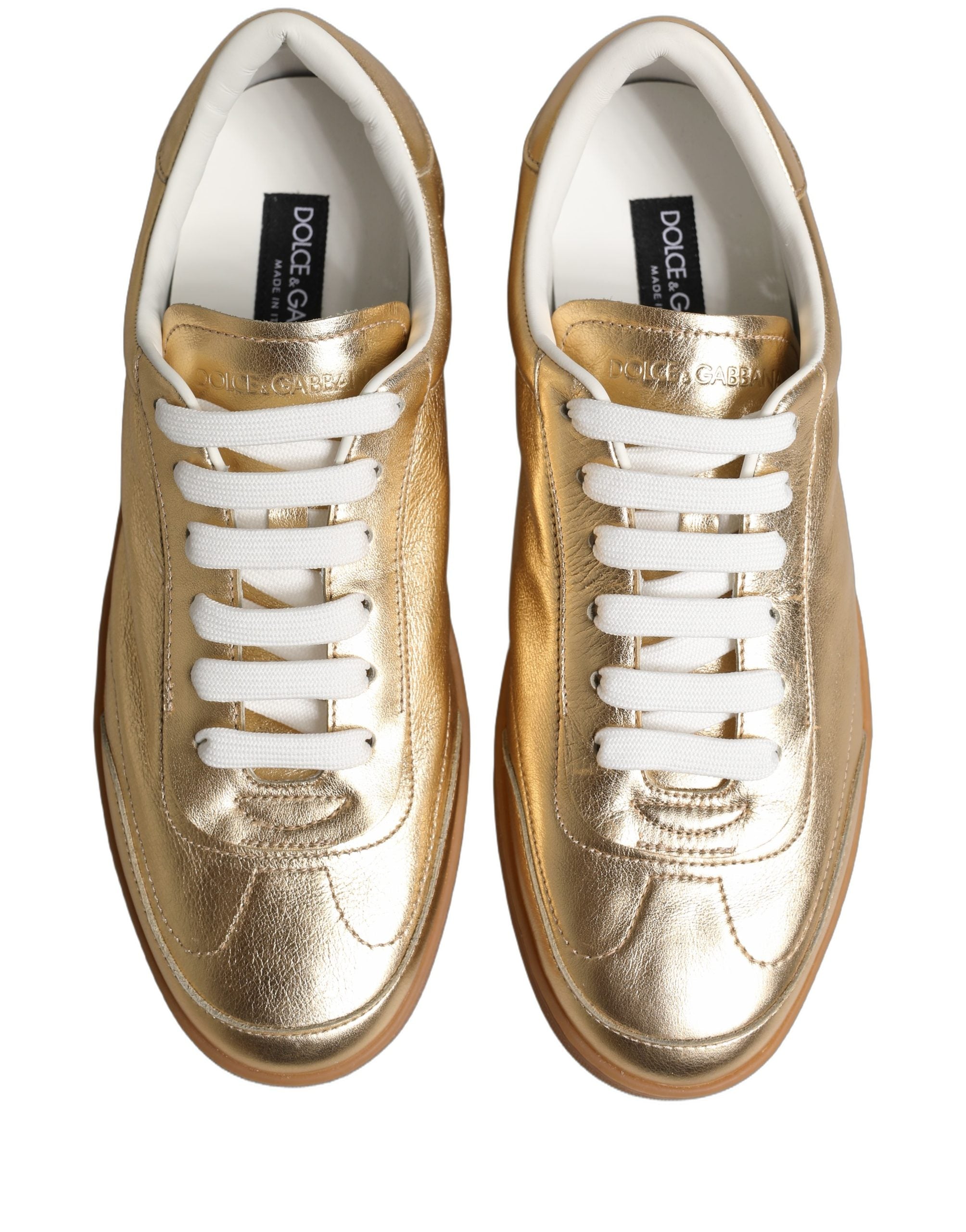 Dolce & Gabbana Gold Saint Tropez Low Top Sneakers Shoes