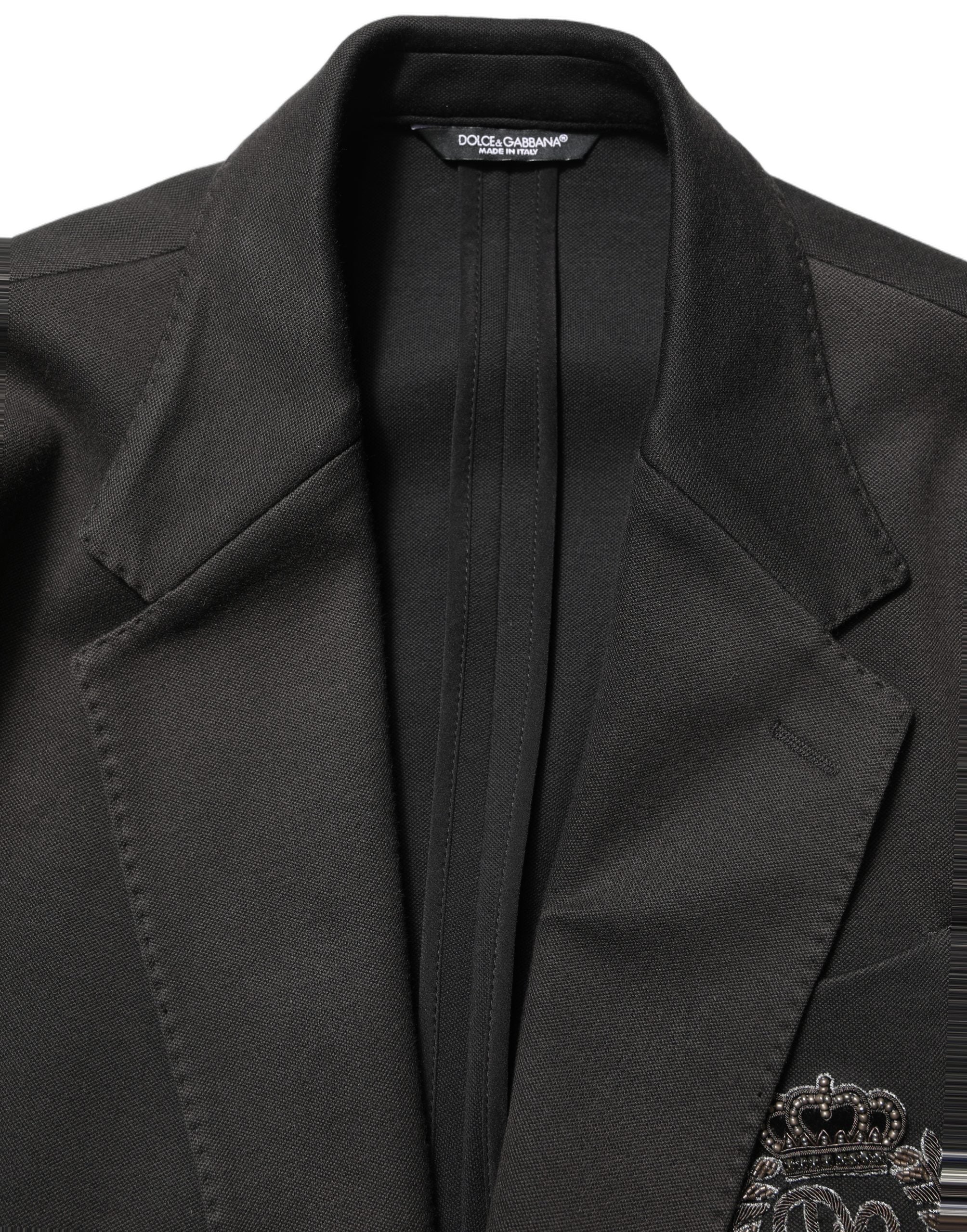 Dolce & Gabbana Black Embroidered Single Breasted Men Jacket