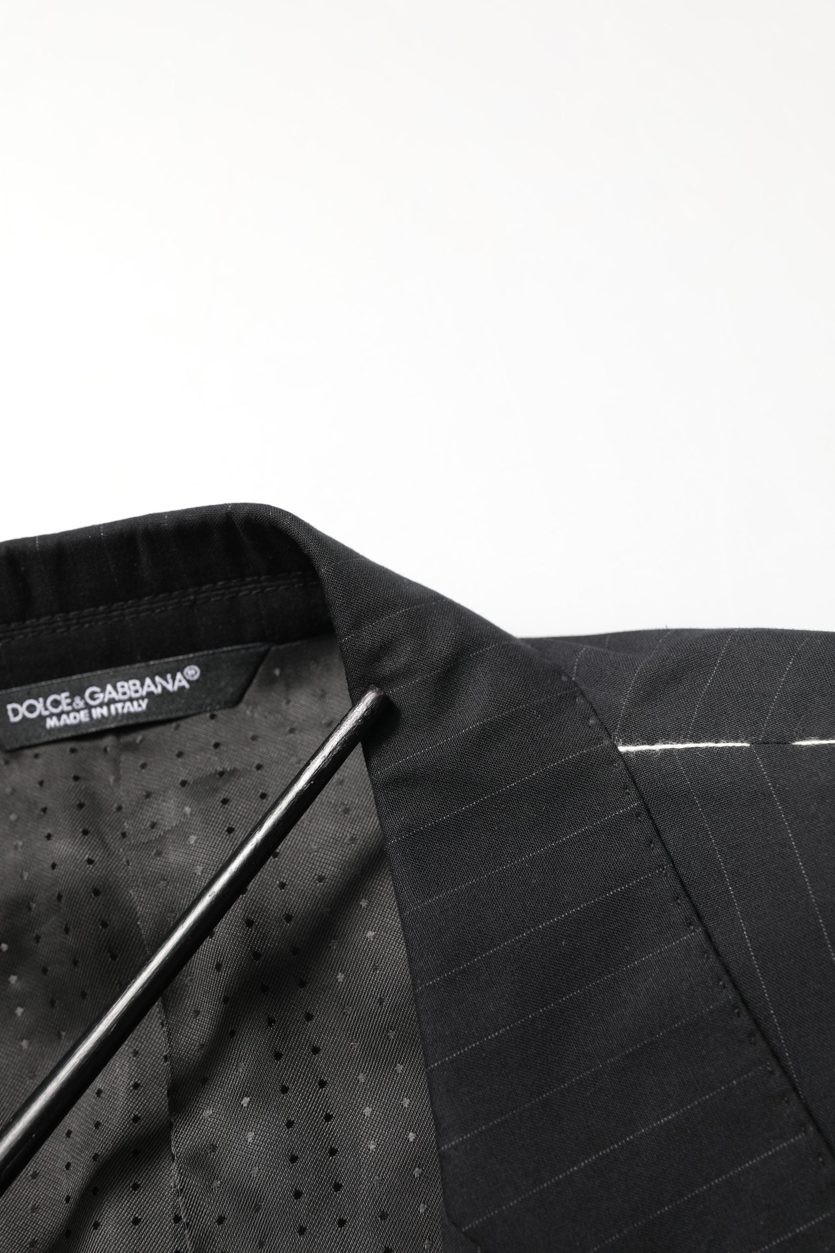 Dolce & Gabbana Black Pinstripe Men Single Breasted Jacket