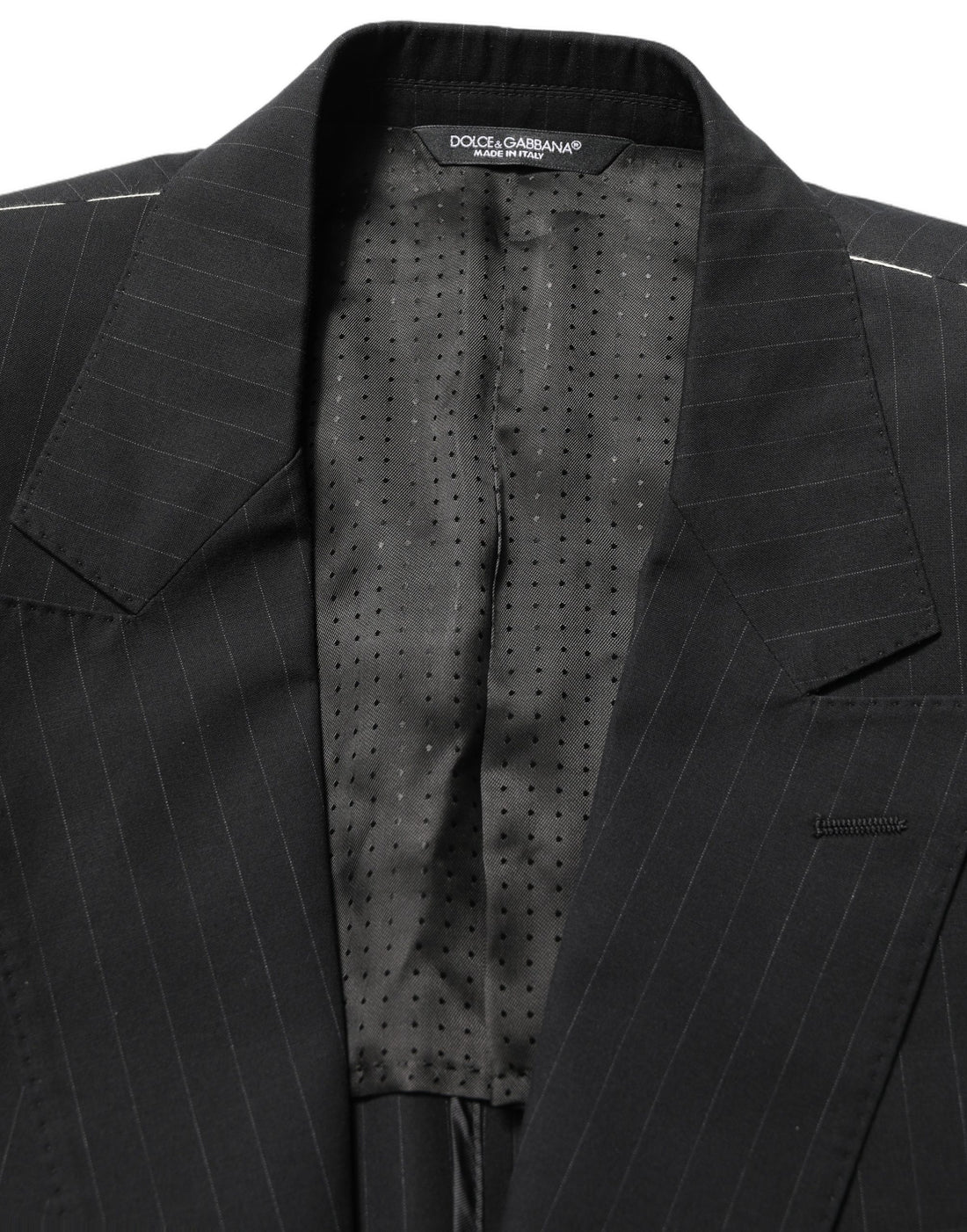 Dolce & Gabbana Black Pinstripe Men Single Breasted Jacket