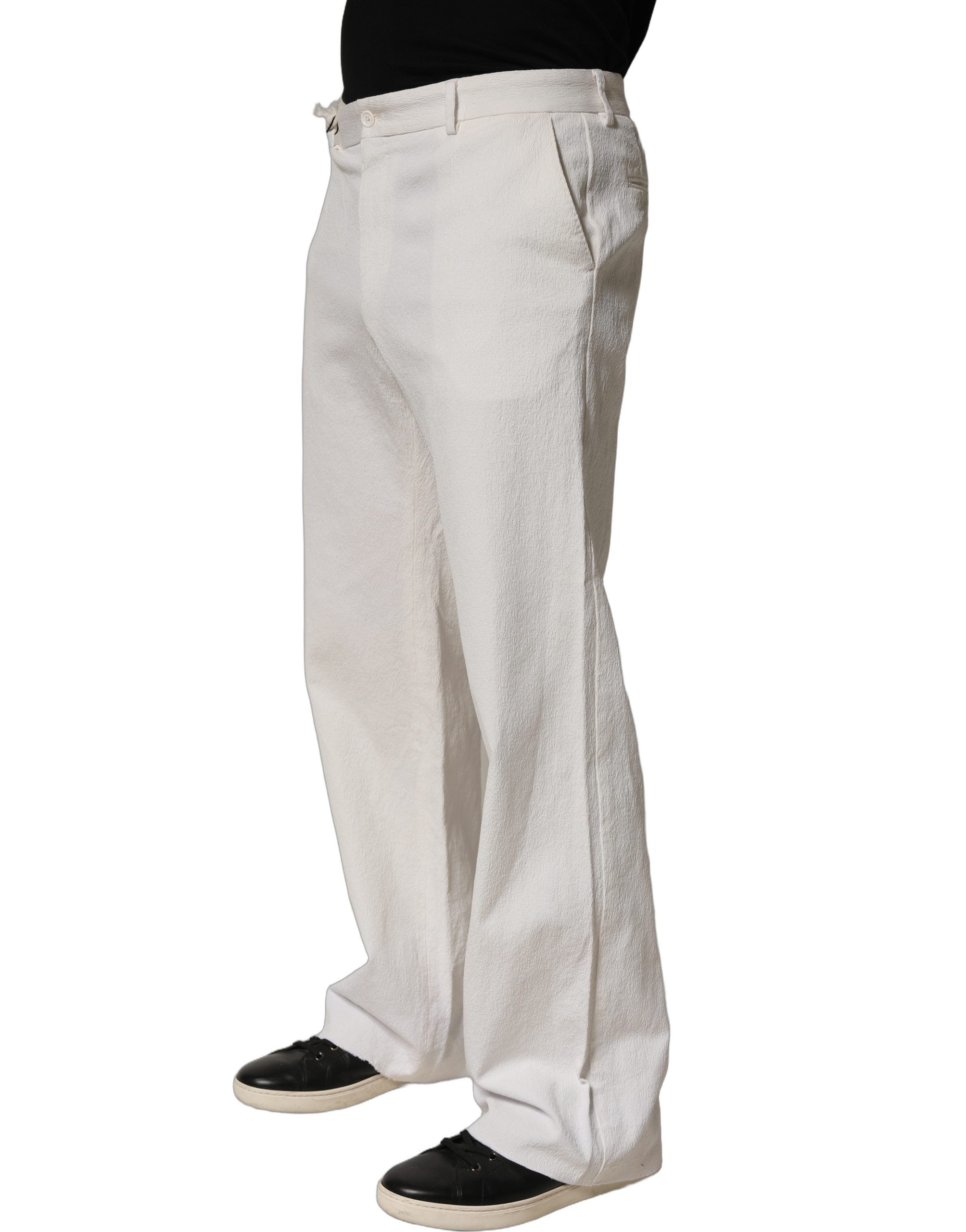 Dolce & Gabbana White Cotton StraightLeg Casual Trouser Pants